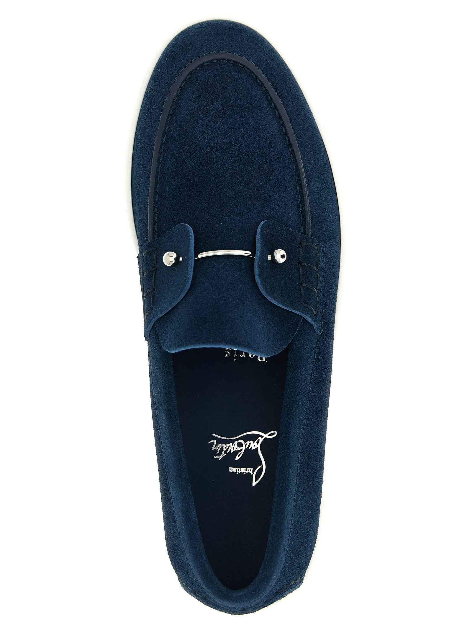 Christian Louboutin Blue Calfskin Slip-On Loafers