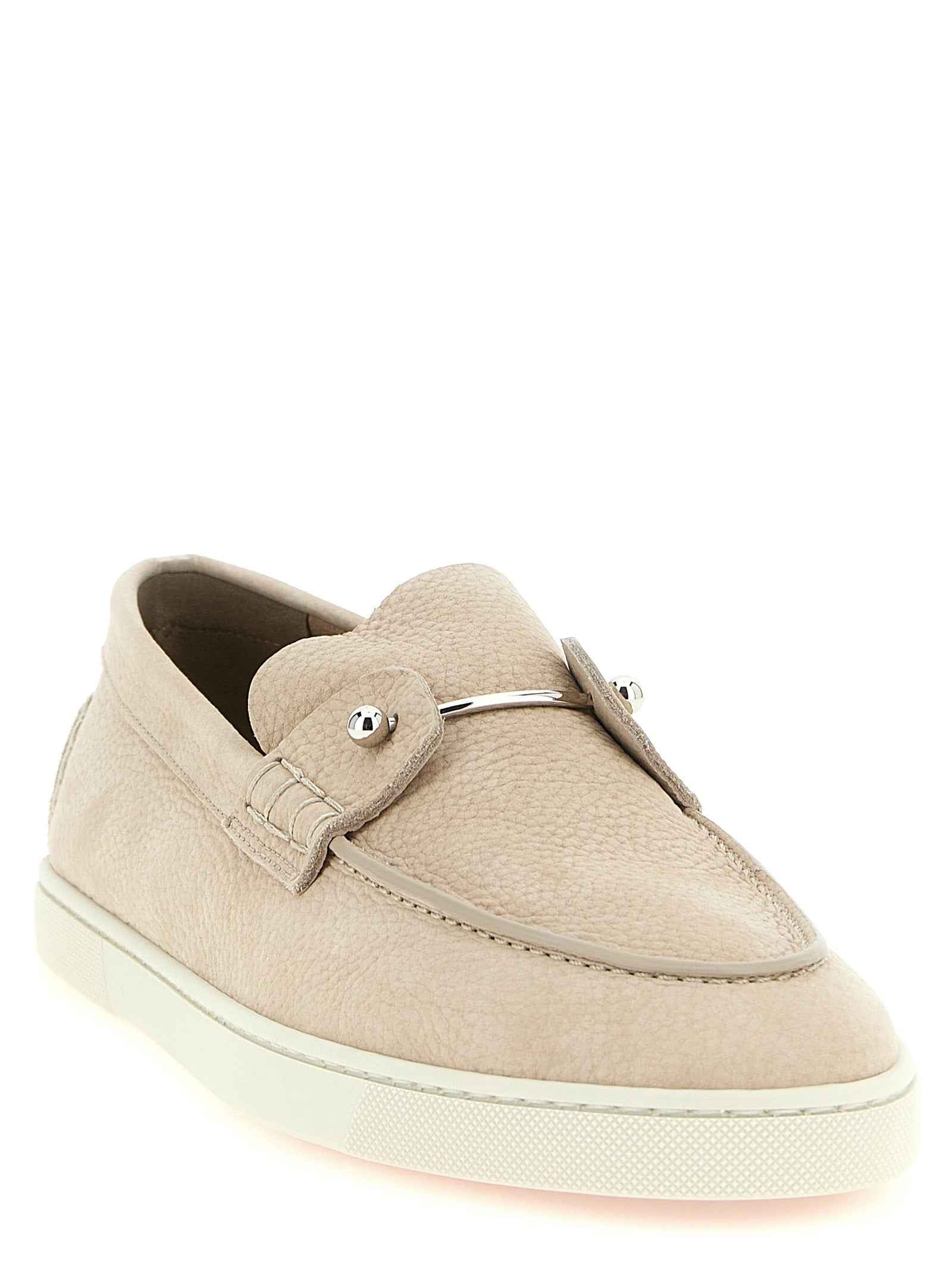 Christian Louboutin Beige Calfskin Slip-On Loafers