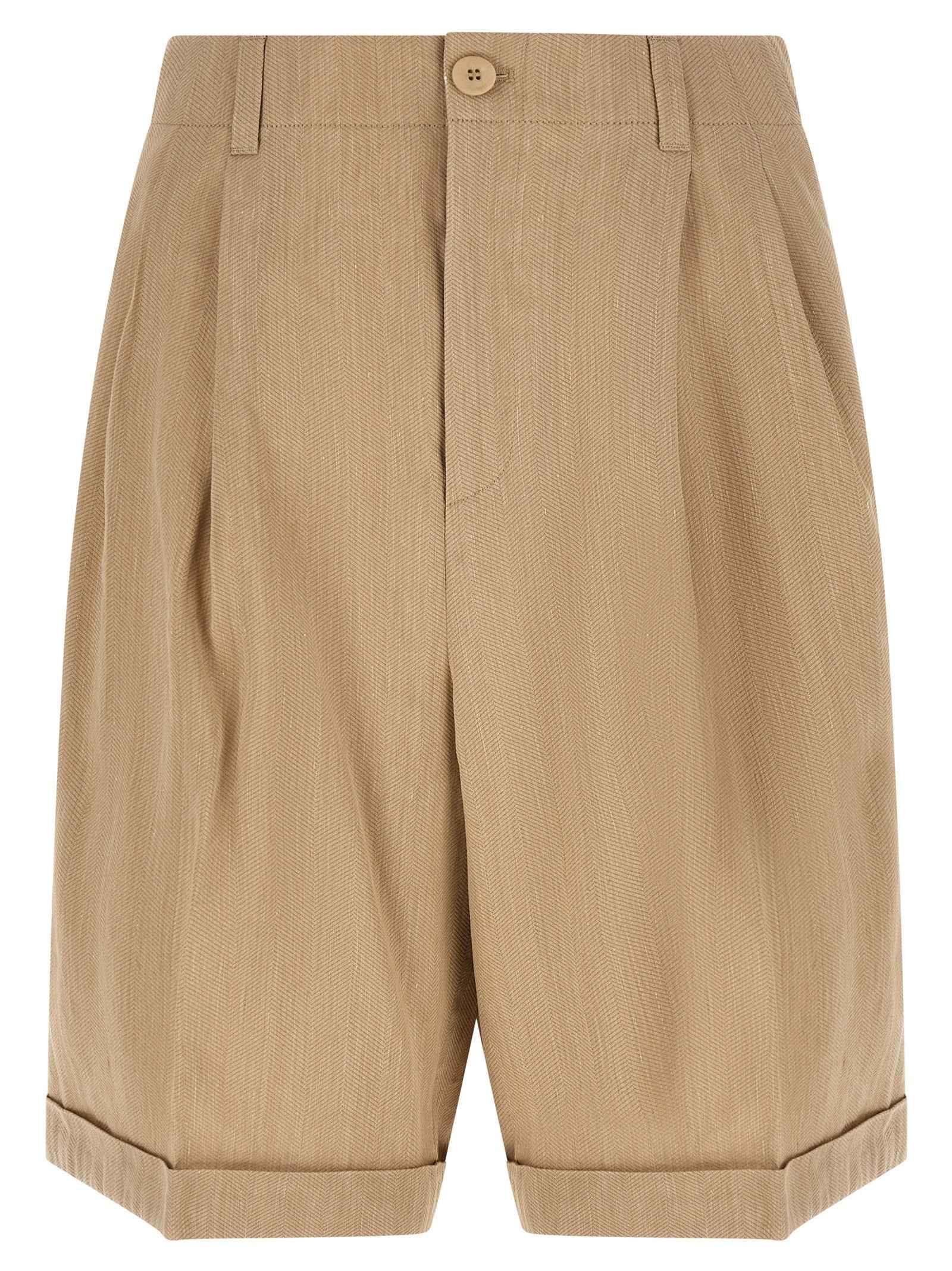 Jacquemus Beige Linen Bermuda Shorts