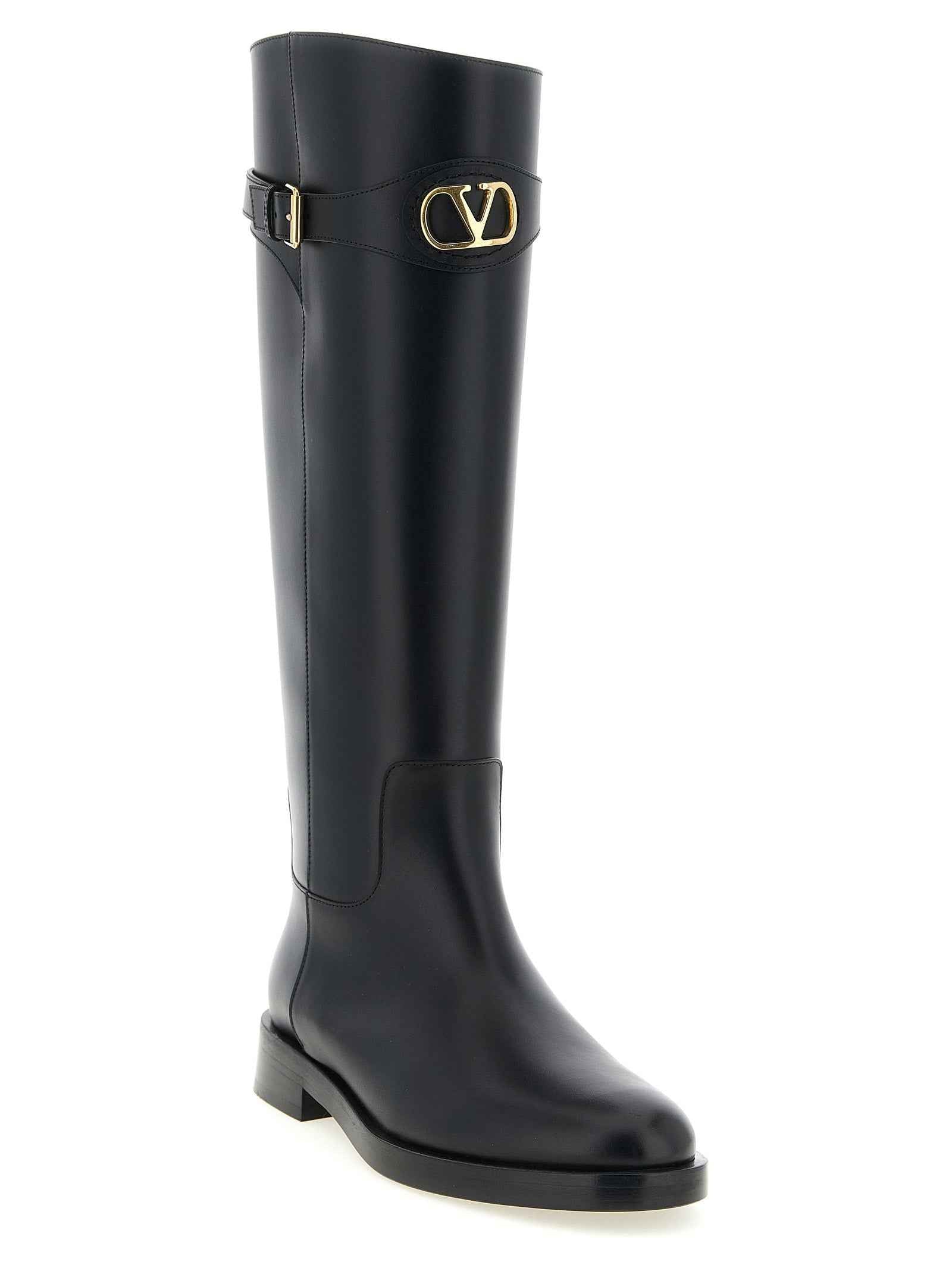 Valentino Garavani Black Calfskin Over The Knee