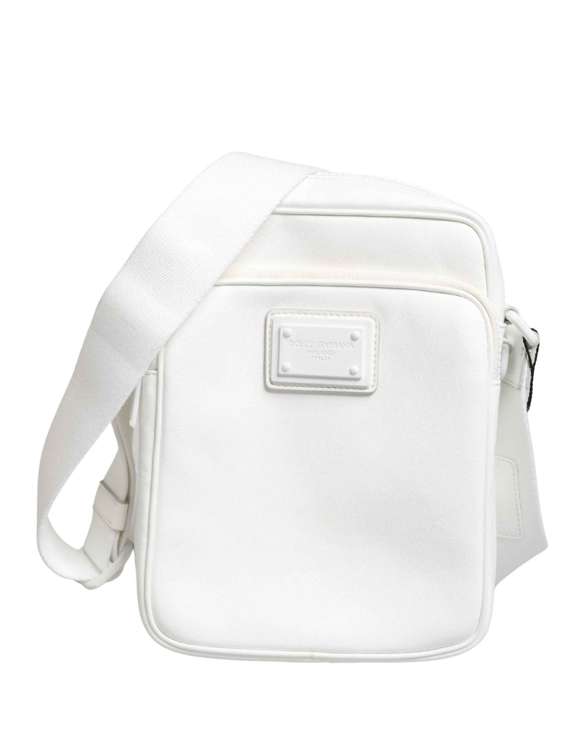 Dolce & Gabbana White Logo Plaque Crossbody Shoulder Borse Men Bag