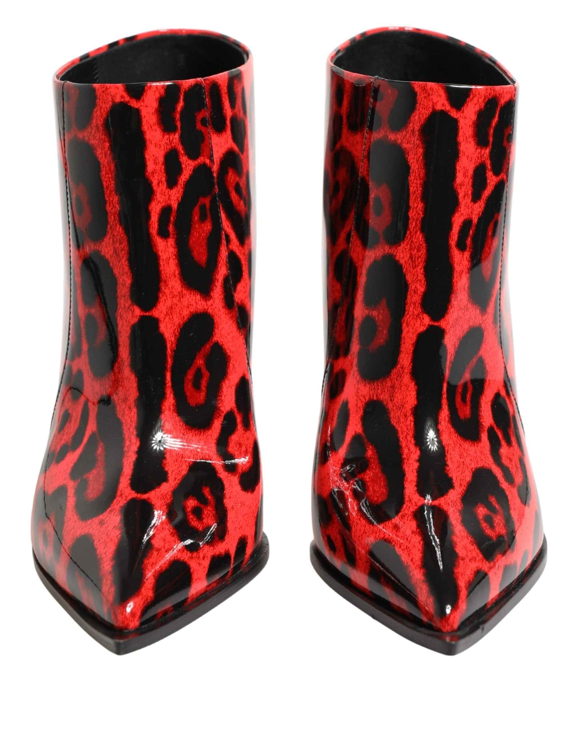 Dolce & Gabbana Red Leopard Cardinale Ankle Boots Shoes