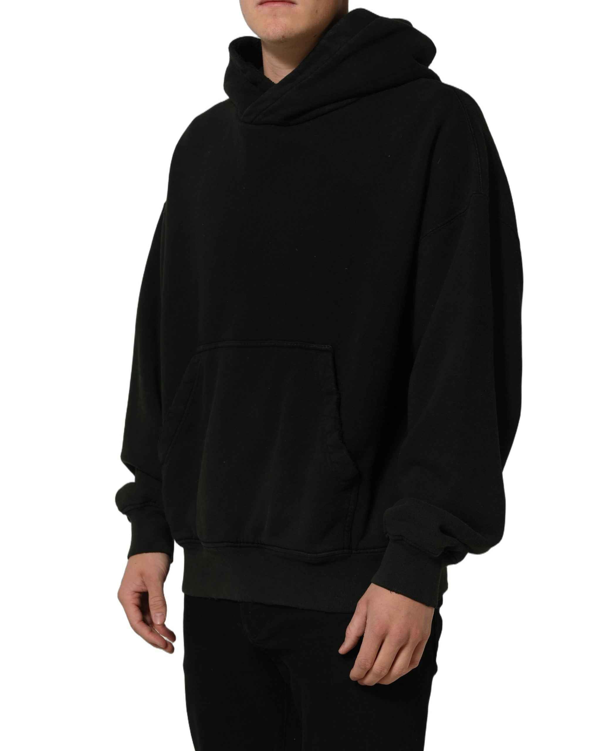 Dolce & Gabbana Black Cotton Hooded Men Sweatshirt Sweater