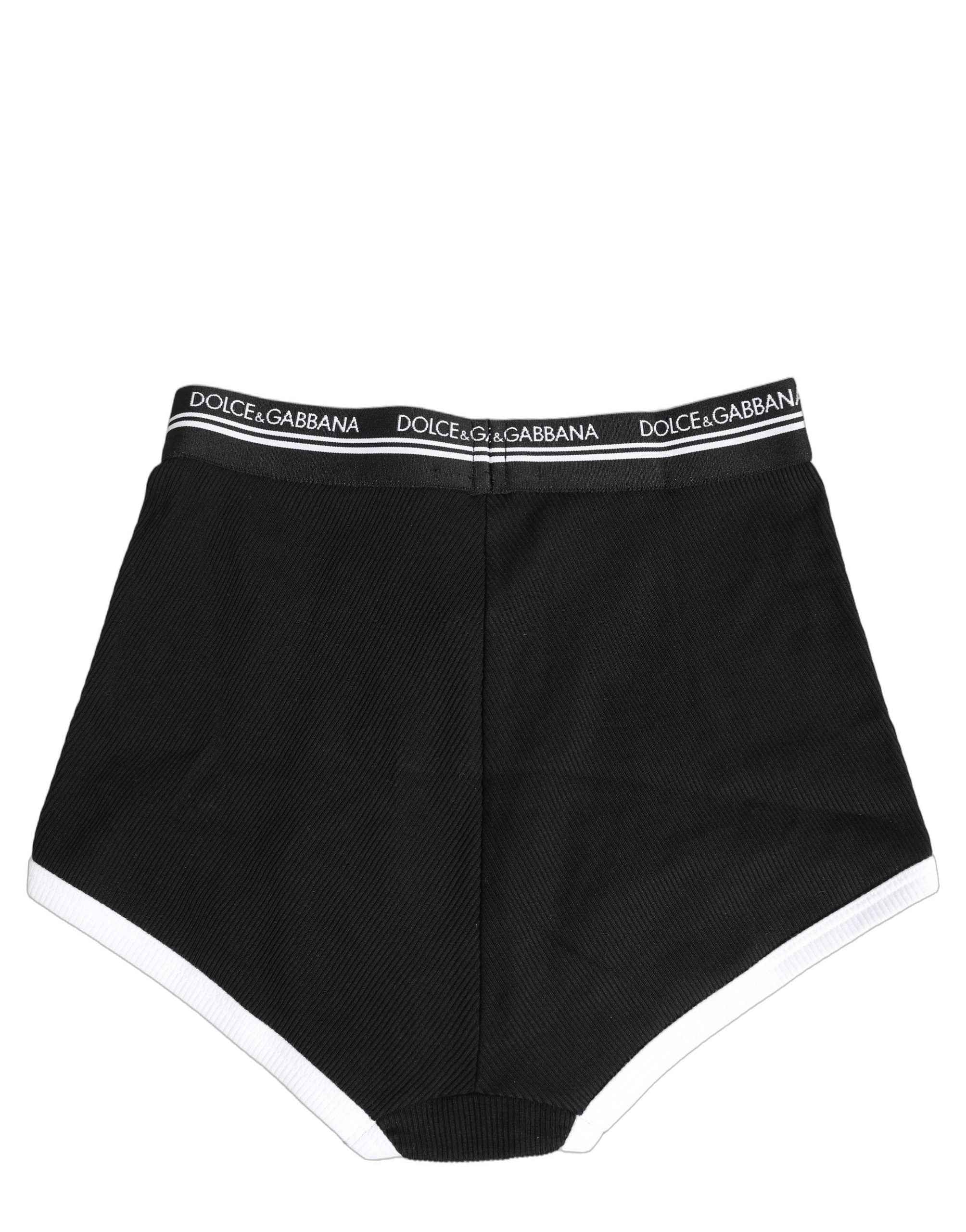 Dolce & Gabbana Black White Logo Waistband Coulotte Panty Underwear