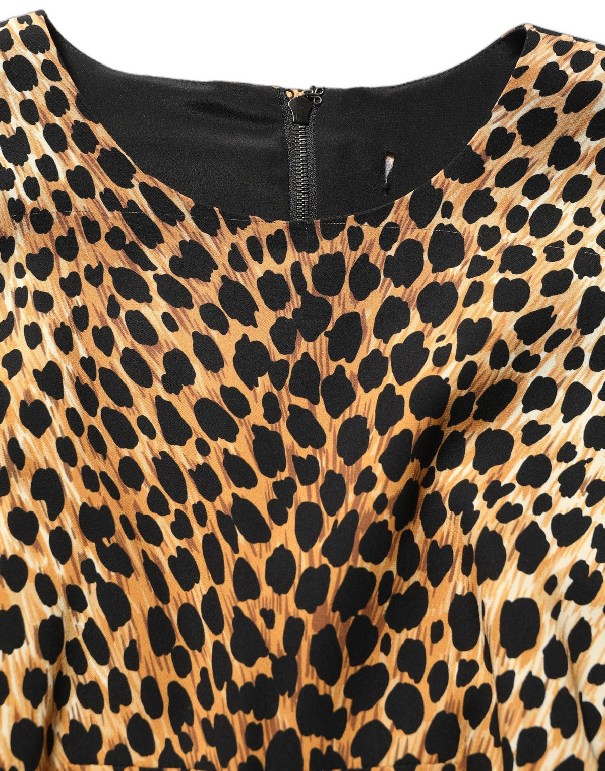 Dolce & Gabbana Brown Leopard Print Silk Sheath Midi Dress