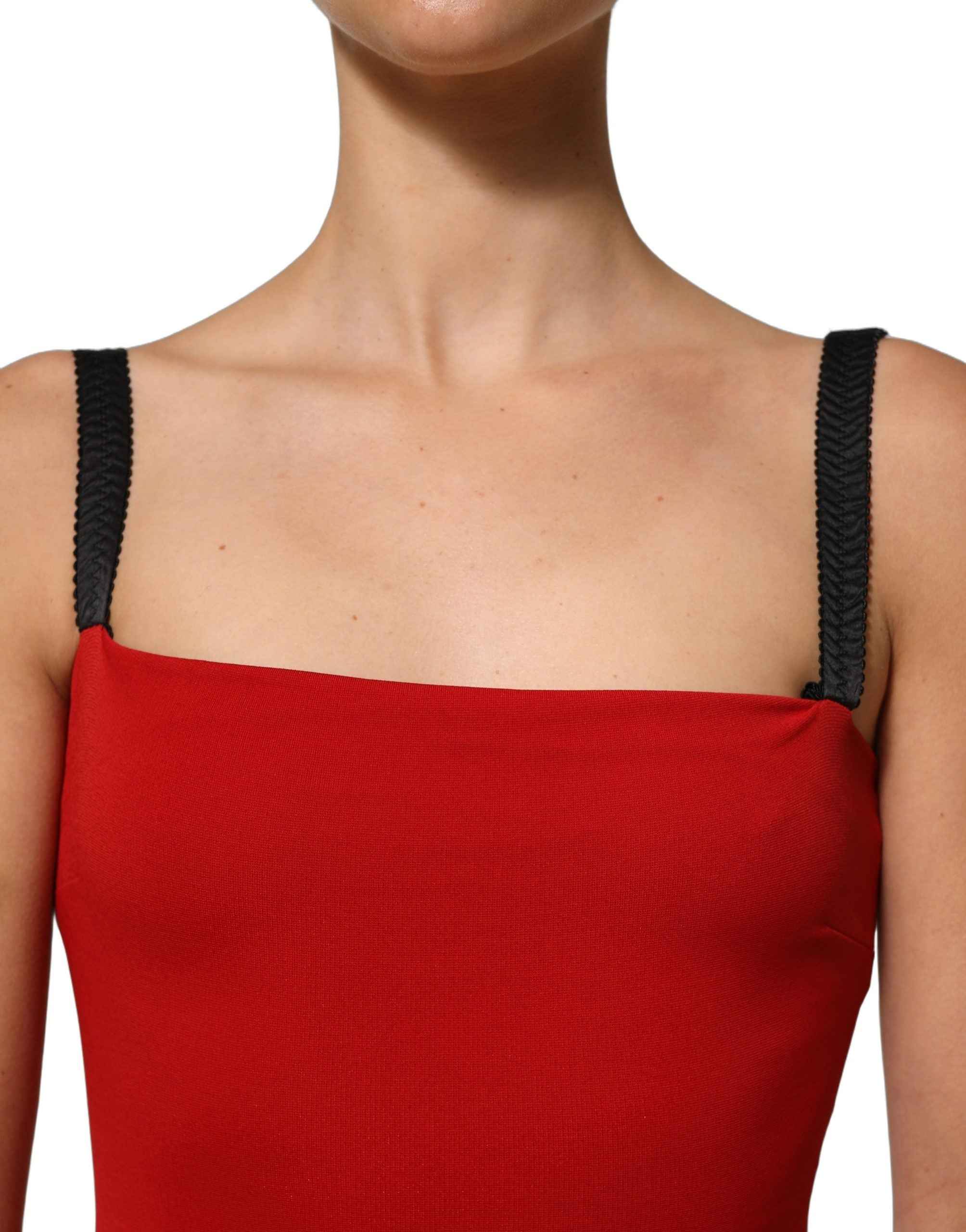 Dolce & Gabbana Red Stretch Bodycon Sheath Knee Length Dress