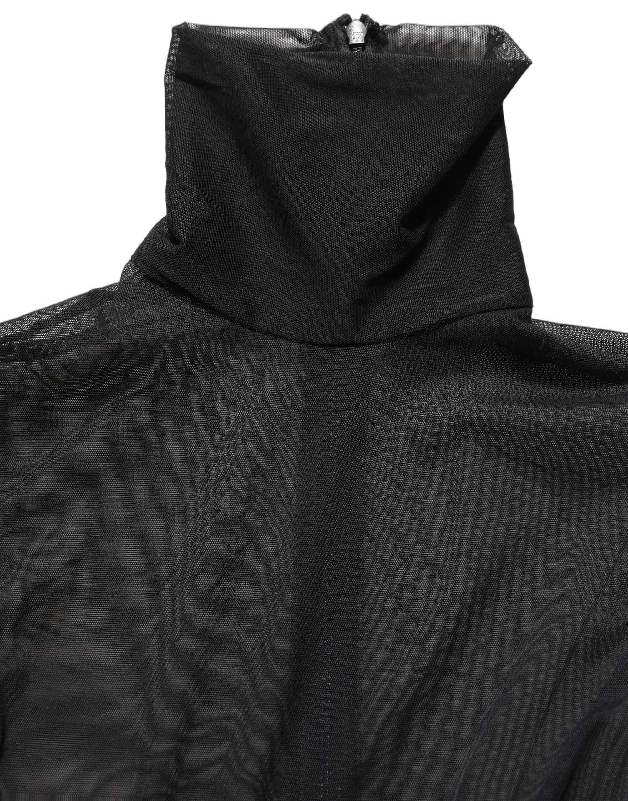 Dolce & Gabbana Black Sheer Mesh Jumpsuit Turtleneck Dress