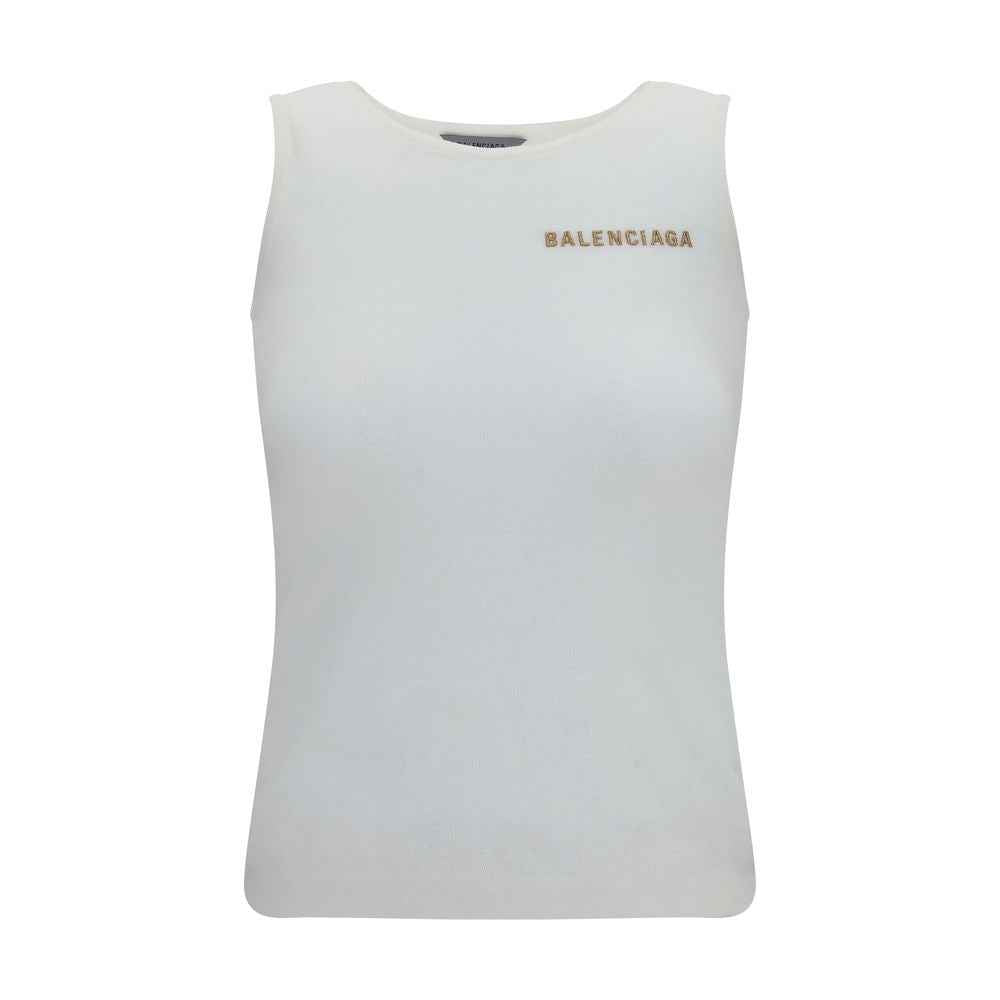Balenciaga White Cotton Tank Tops