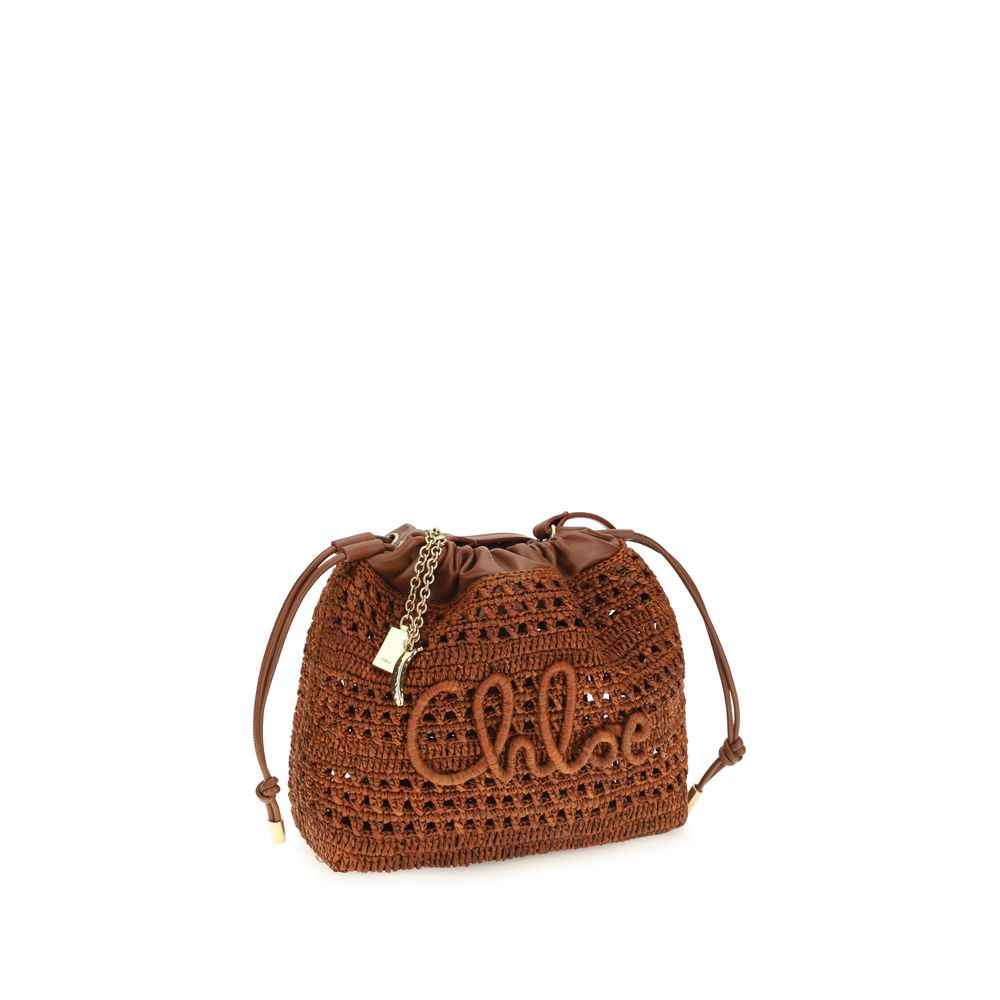 Chloé Brown Raffia Shoulder Bag