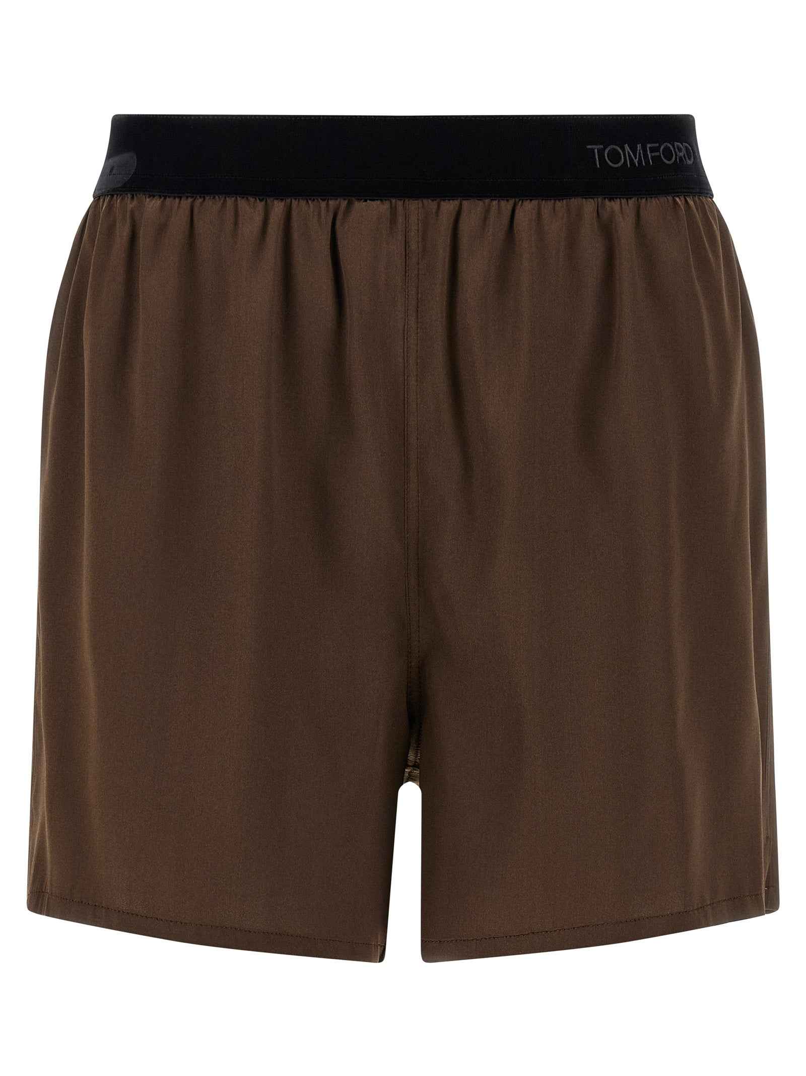 Tom Ford Brown Silk Bermuda Shorts