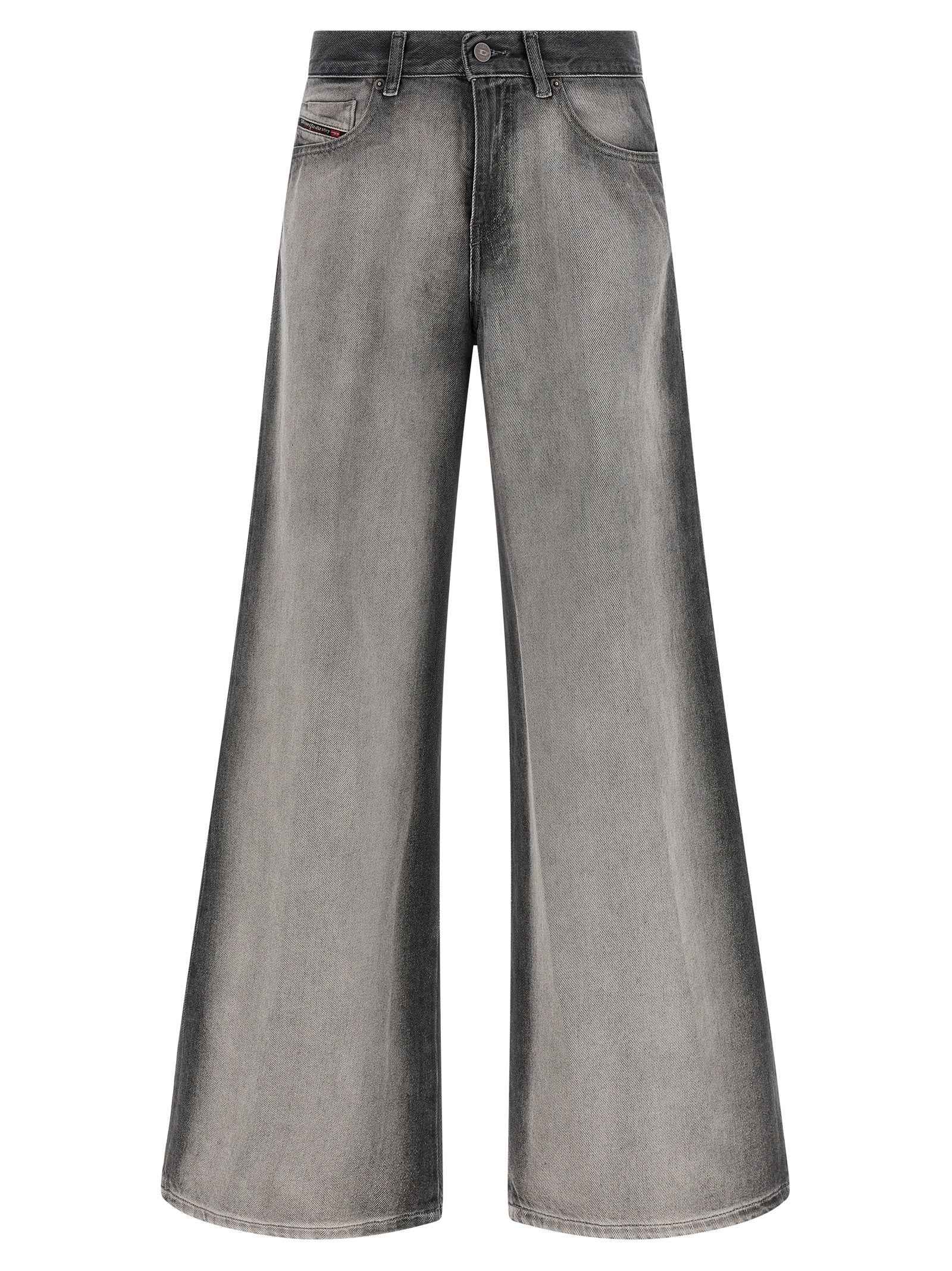 Diesel Gray Cotton Flared Jeans