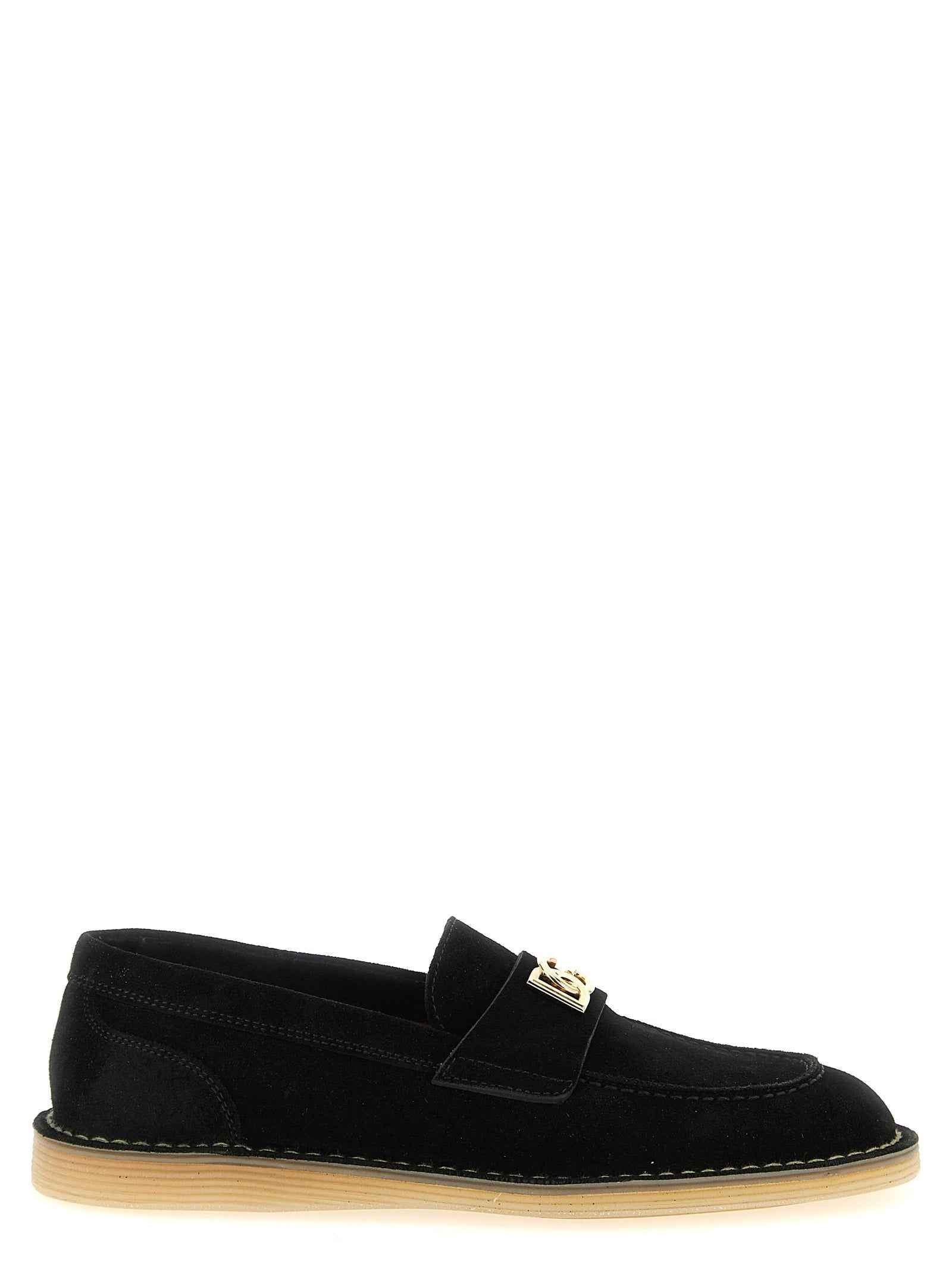 Dolce & Gabbana Black Calfskin Slip-On Loafers
