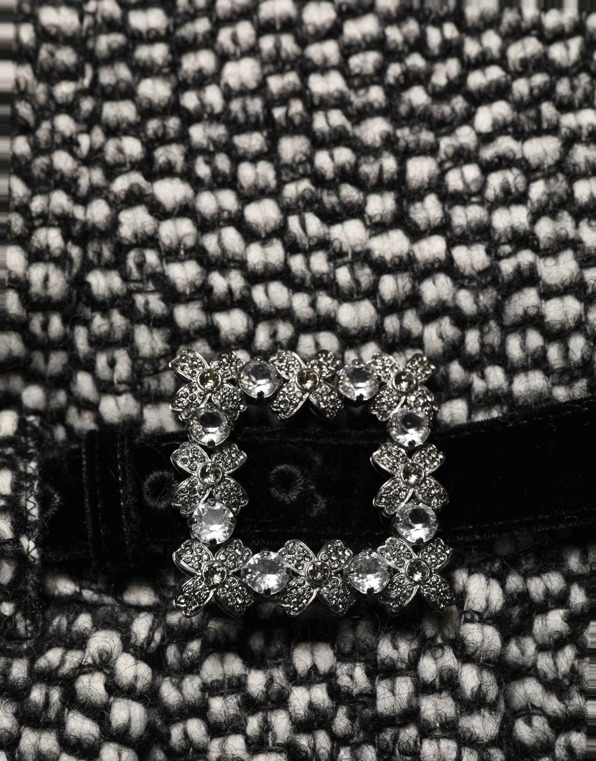 Dolce & Gabbana Black White Tweed High Waist Pleated Skirt