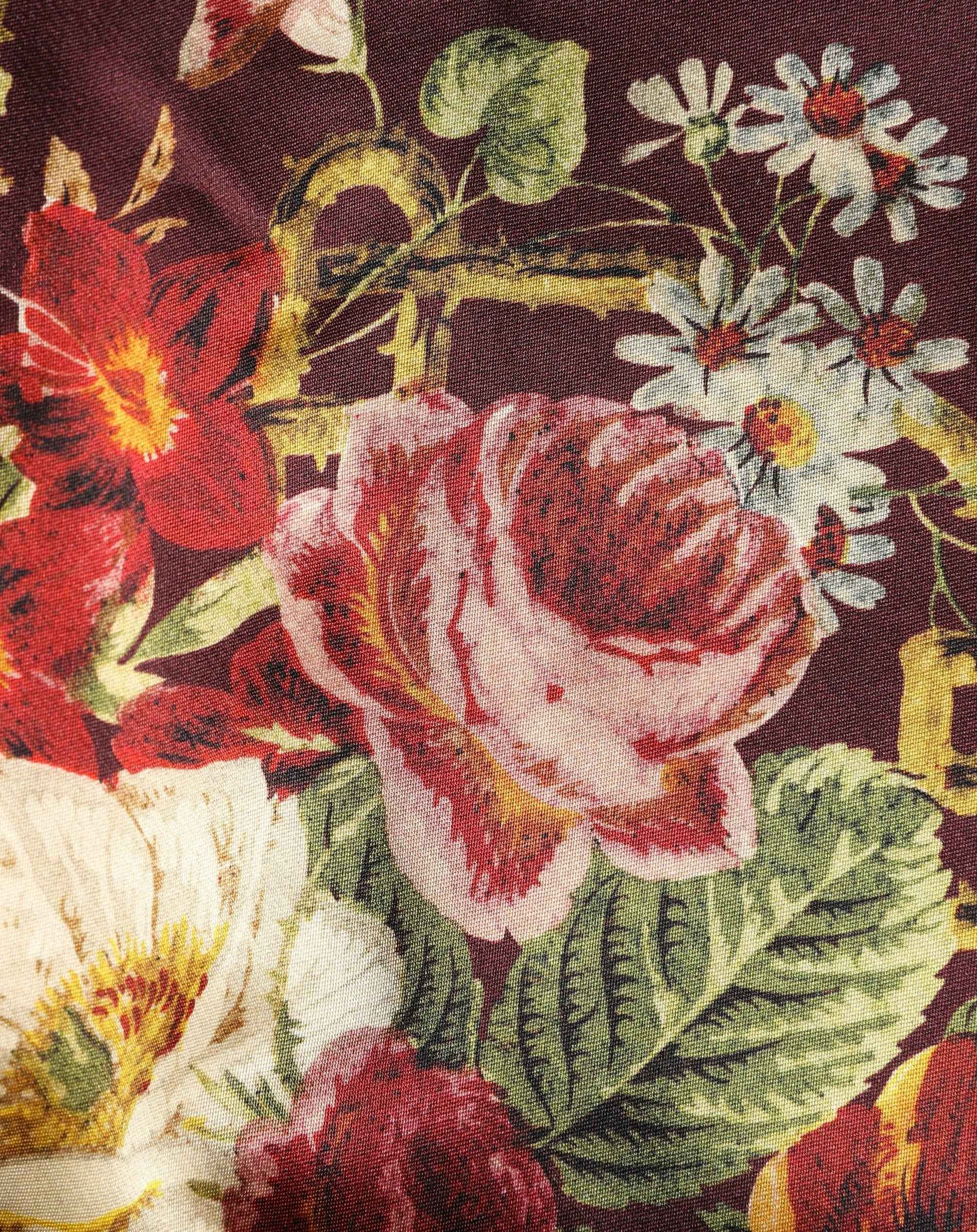 Dolce & Gabbana Burgundy Floral HighWaist A-line Mini Skirt