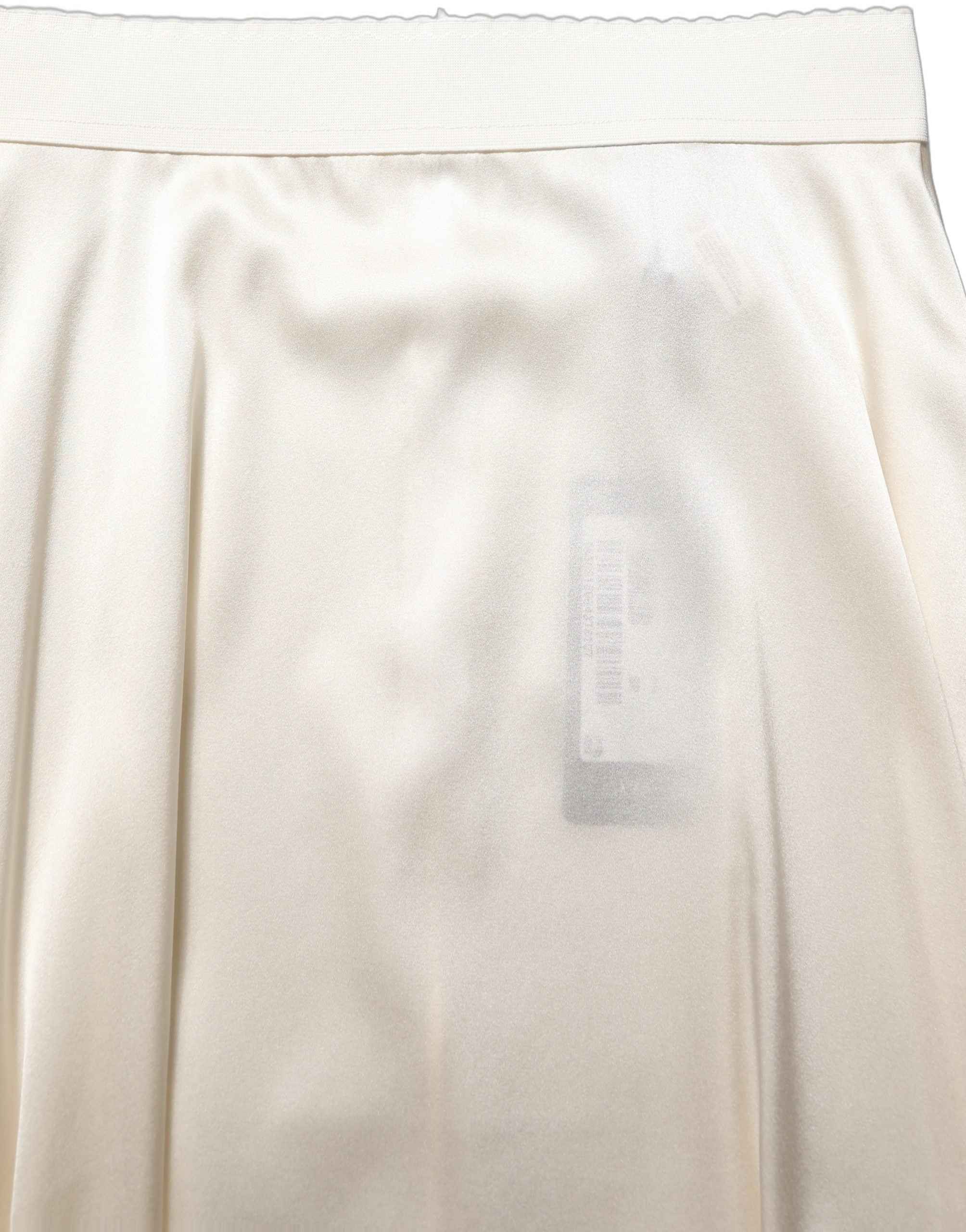 Dolce & Gabbana Off White Lace Trimmed Satin High Waist Skirt
