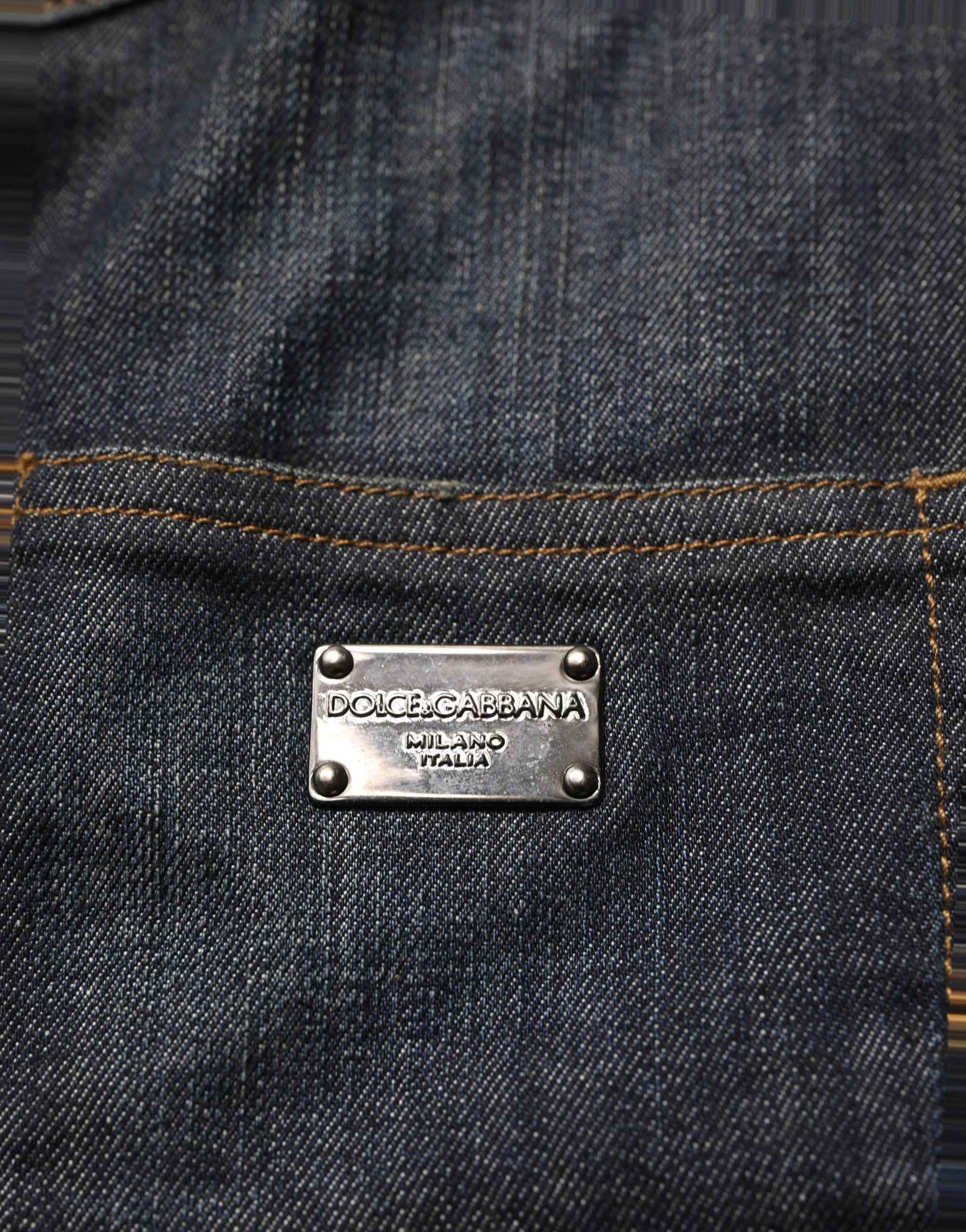 Dolce & Gabbana Black Cotton Spandex Low Waist Denim Mini Skirt