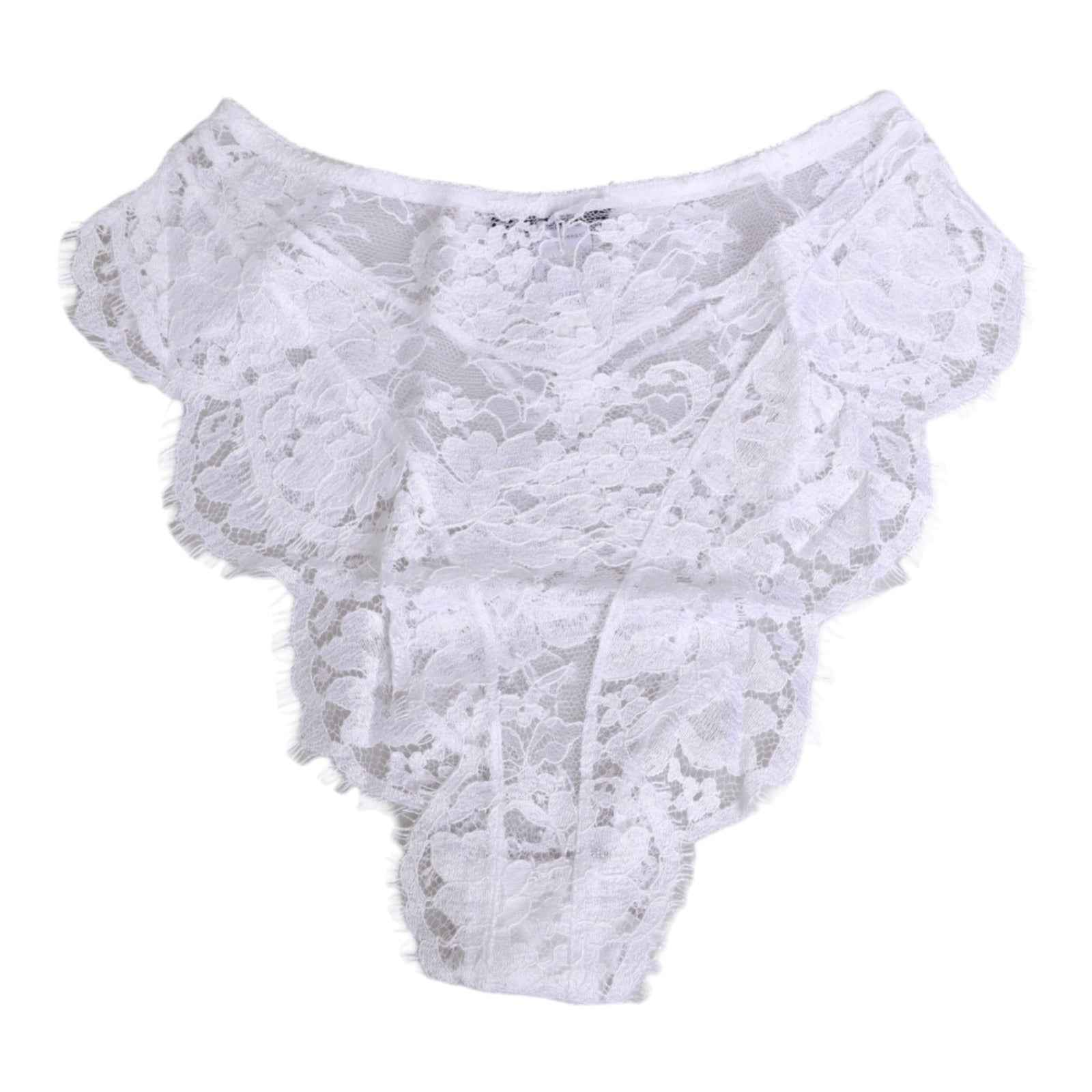 Dolce & Gabbana White Floral Lace Low Rise Panty Underwear