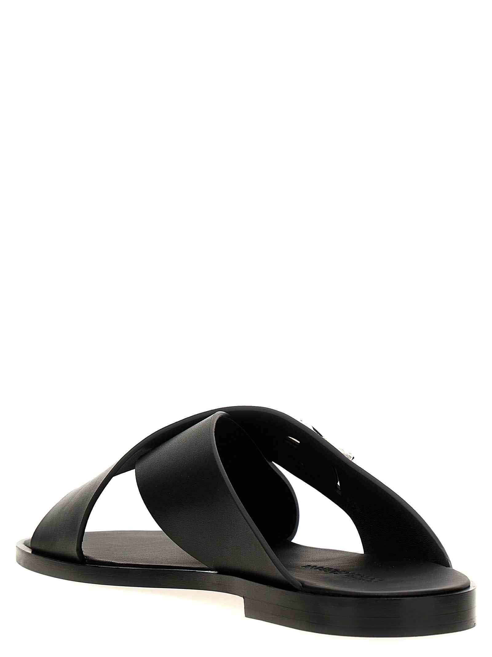Dolce & Gabbana Black Calfskin Slides