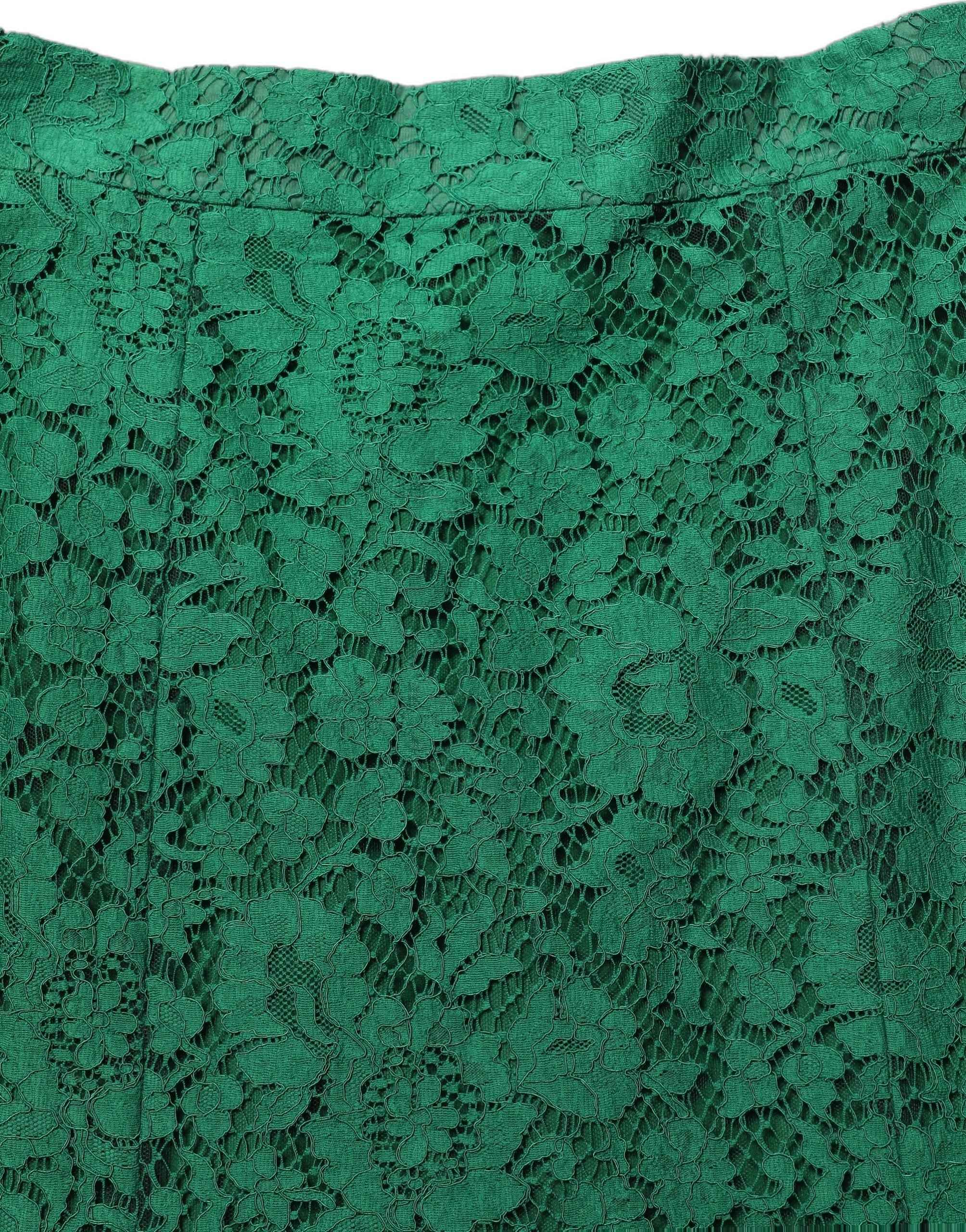 Dolce & Gabbana Green Lace High Waist Mermaid Midi Skirt
