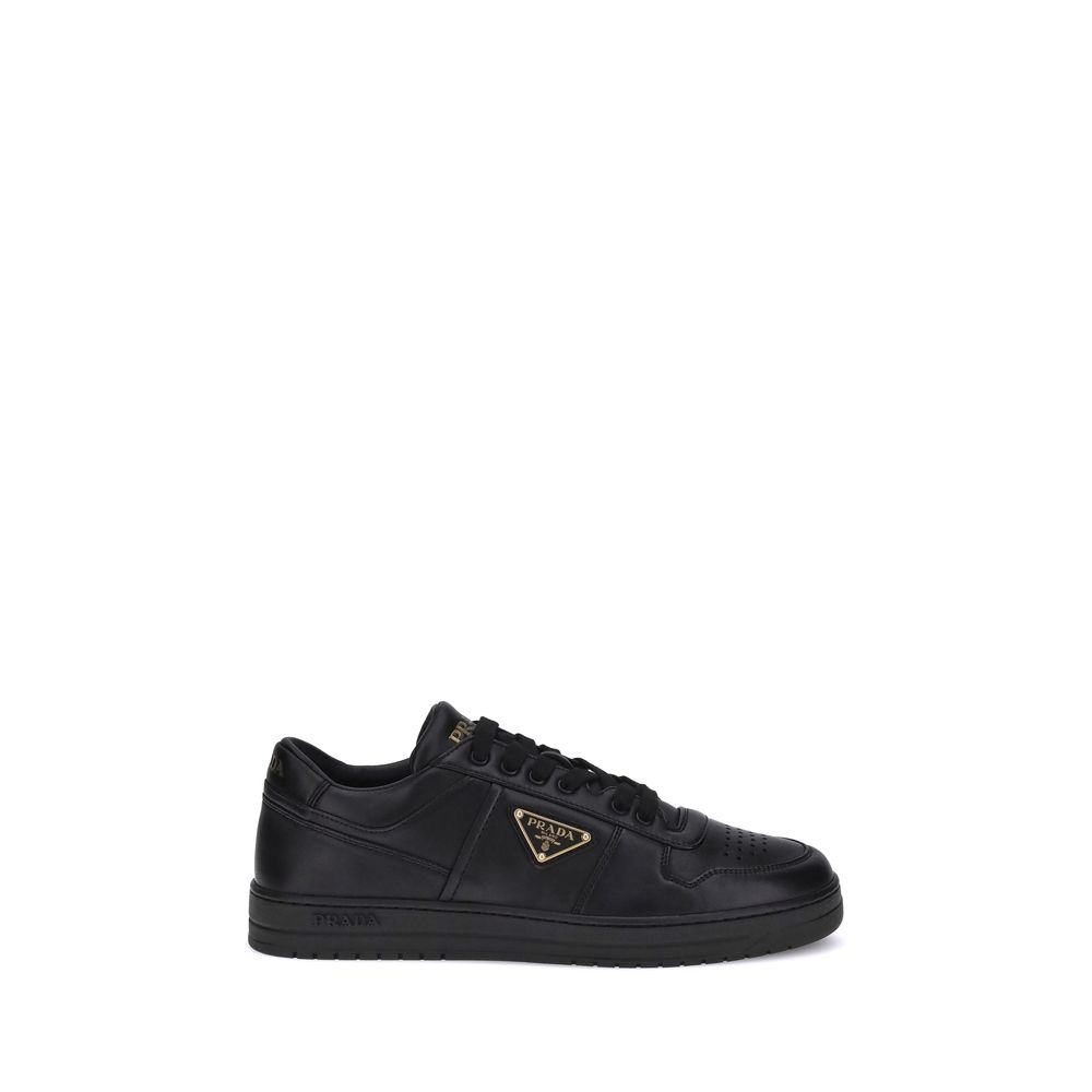 Prada Black Calf Leather Bos Taurus Low Top Sneakers