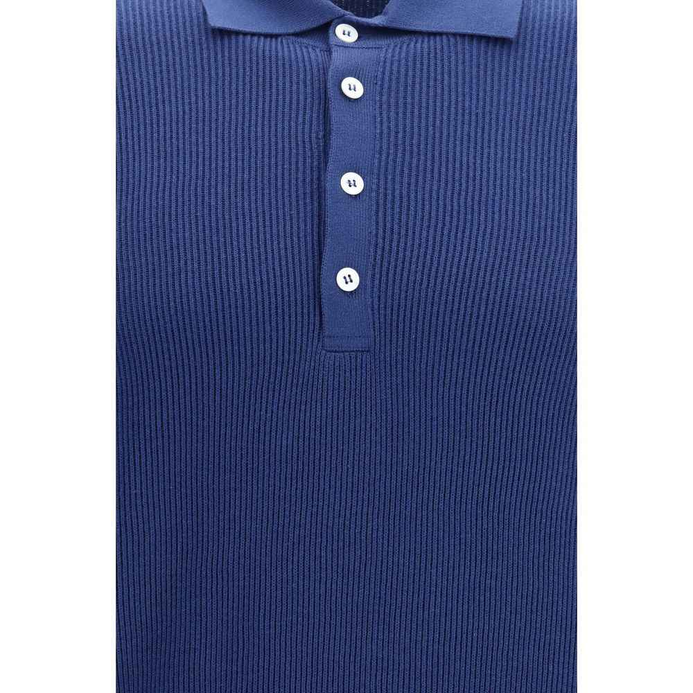 Brunello Cucinelli Blue Cotton Polo Shirt