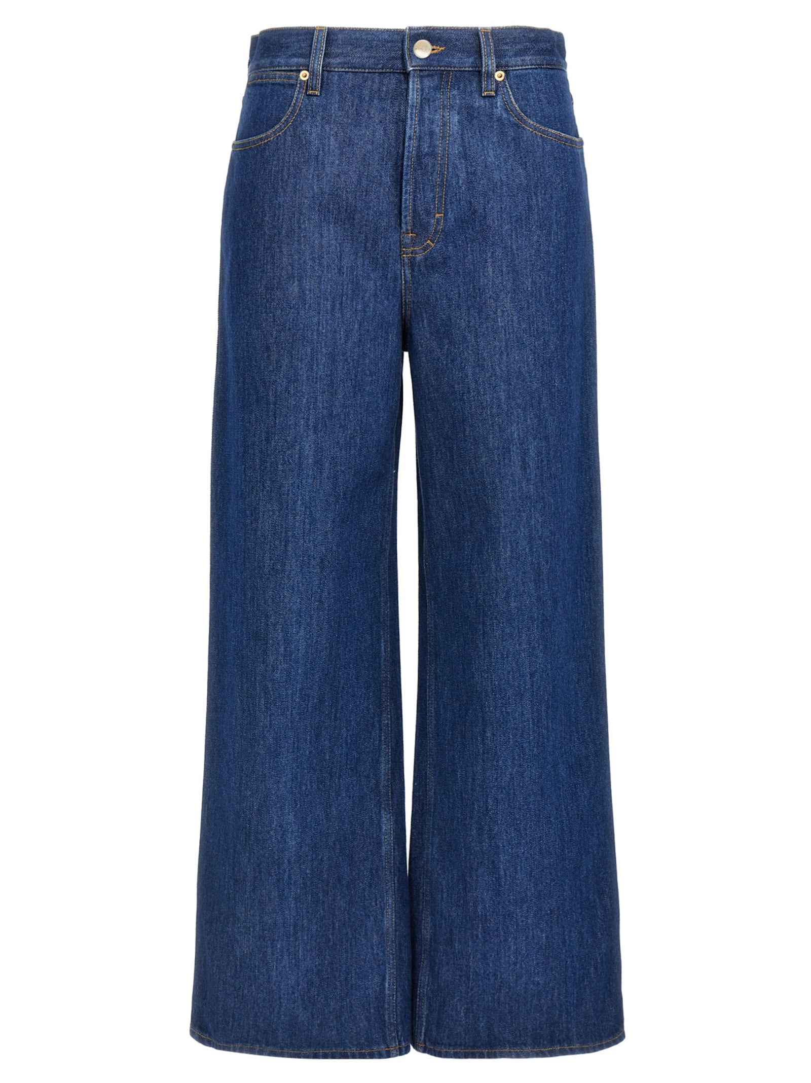 Gucci Blue Cotton Relaxed Fit Jeans