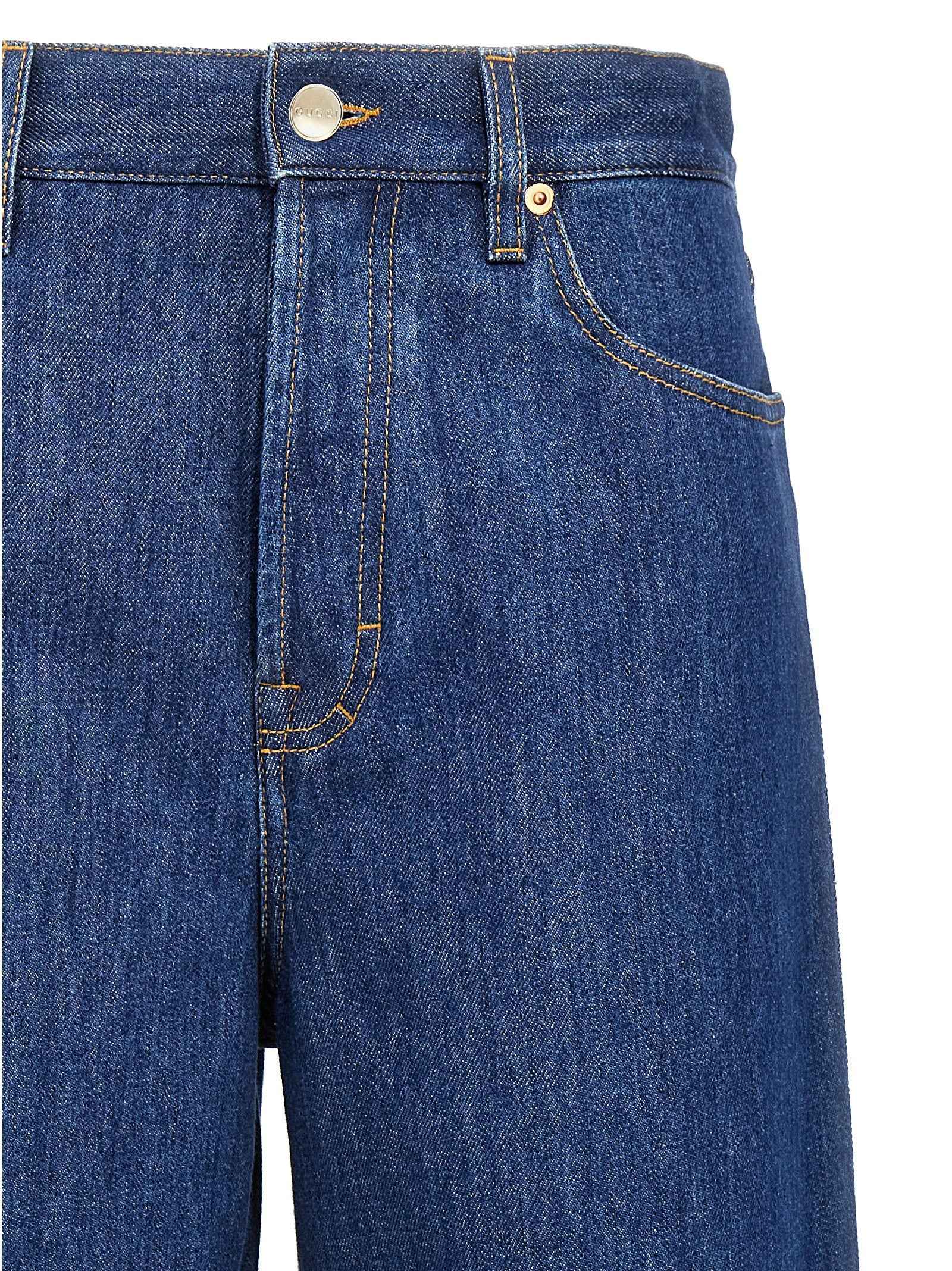 Gucci Blue Cotton Relaxed Fit Jeans