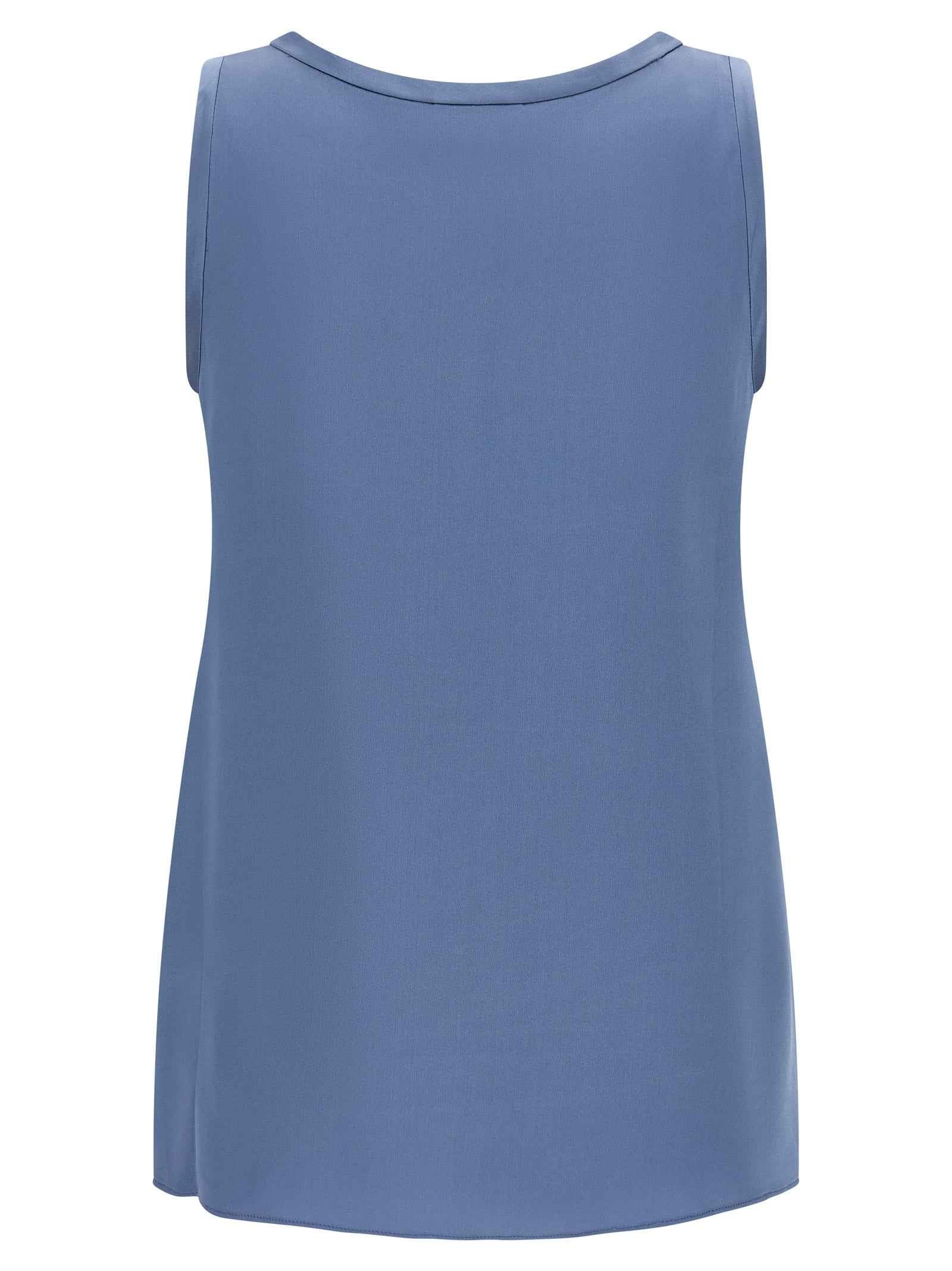 Brunello Cucinelli Blue Silk Sleeveles T-Shirt