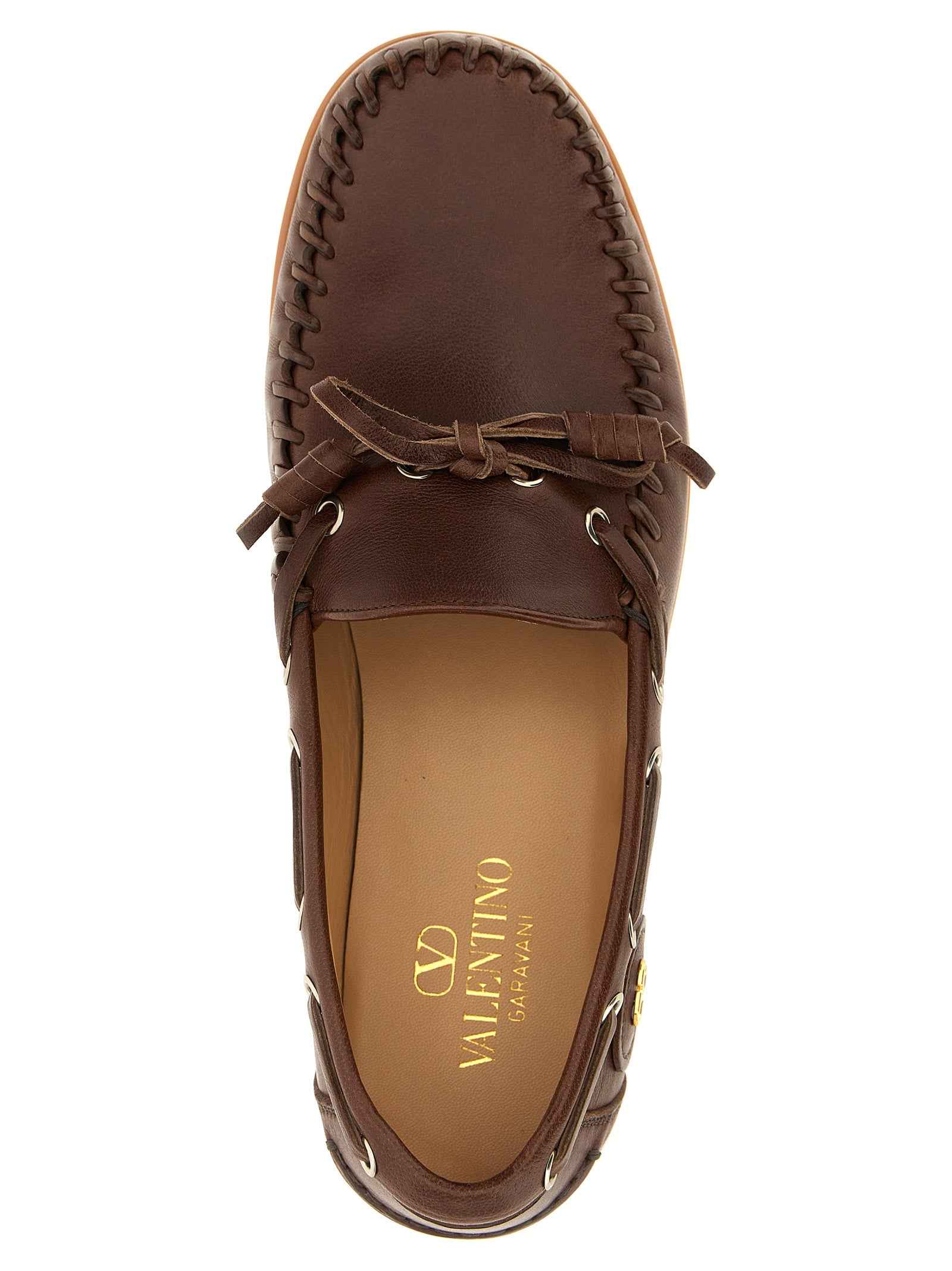 Valentino Garavani Brown Buffalo Leather Moccassin