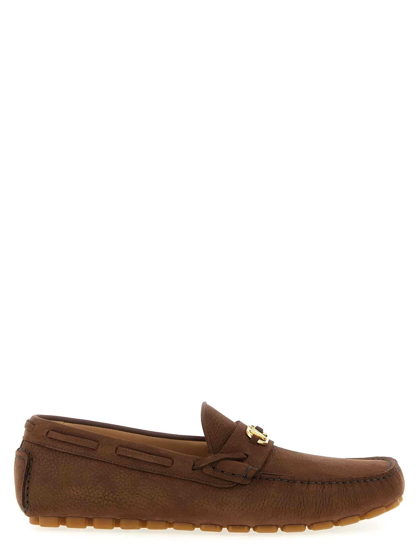 Valentino Garavani Brown Calfskin Slip-On Loafers