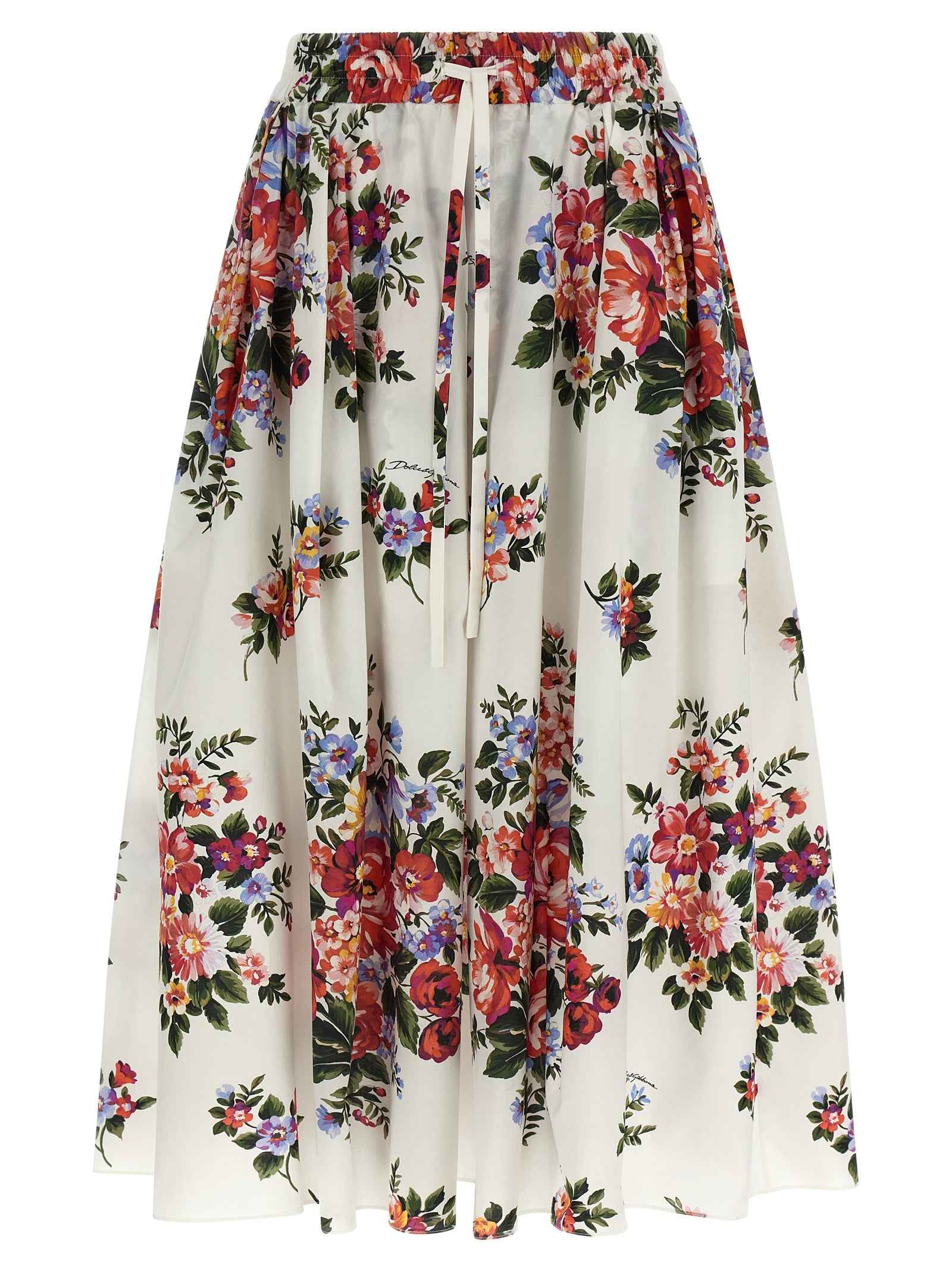 Dolce & Gabbana White Cotton Midi Skirt