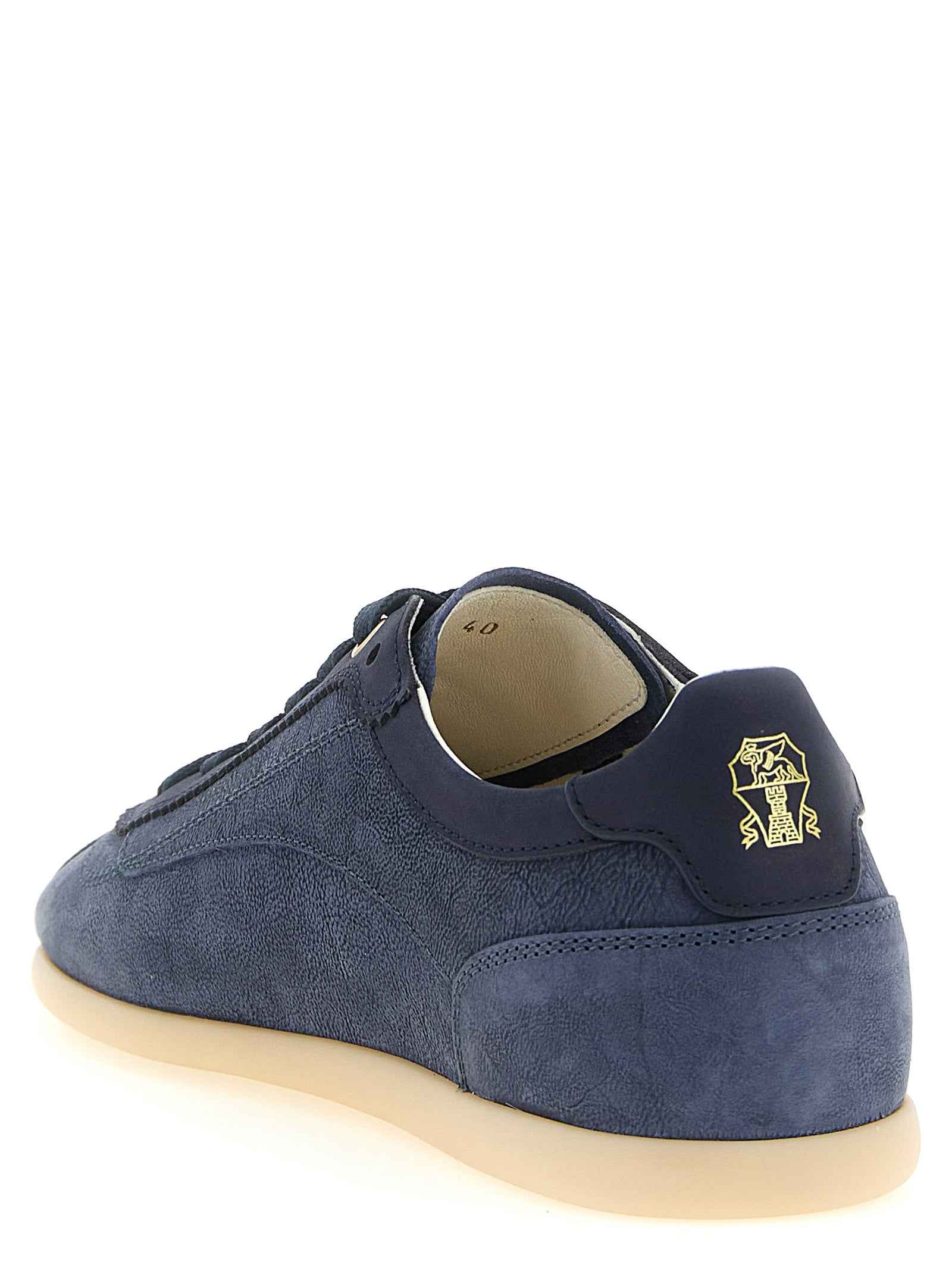 Brunello Cucinelli Blue Calfskin Low Top Sneakers