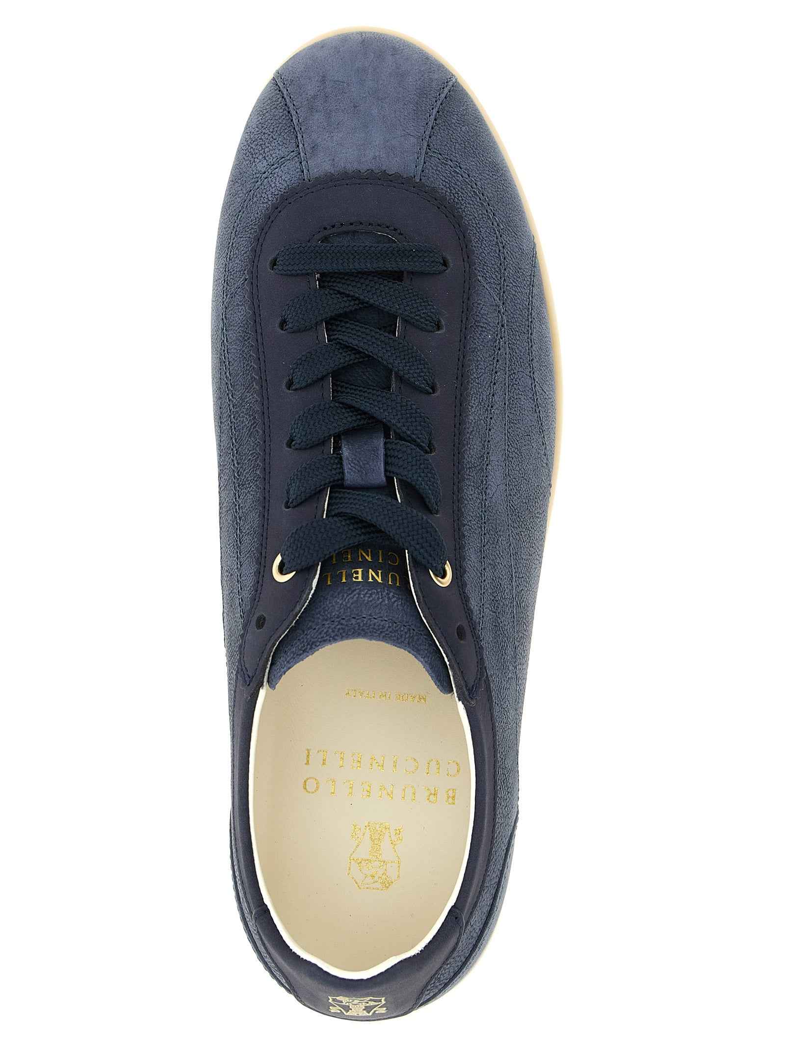 Brunello Cucinelli Blue Calfskin Low Top Sneakers