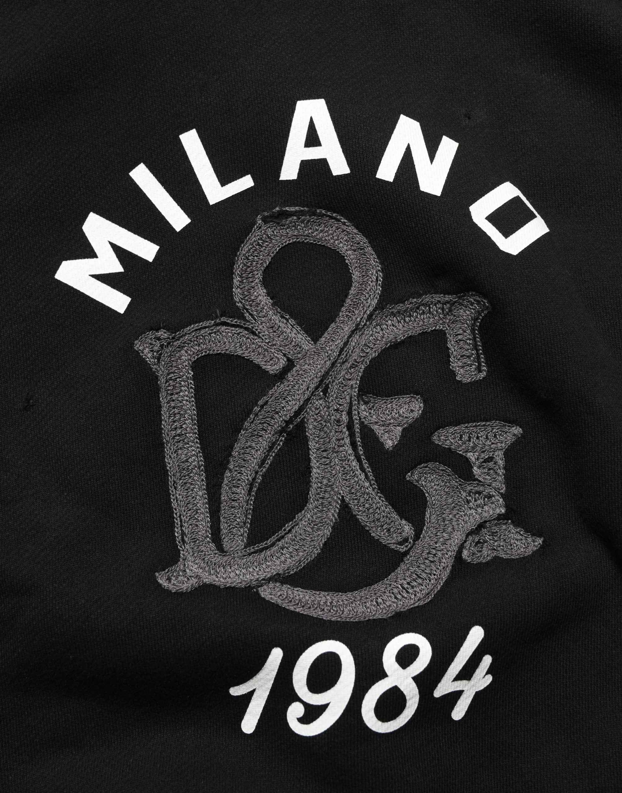 Dolce & Gabbana Black Cotton Milano1984 Print Hoodie Sweater