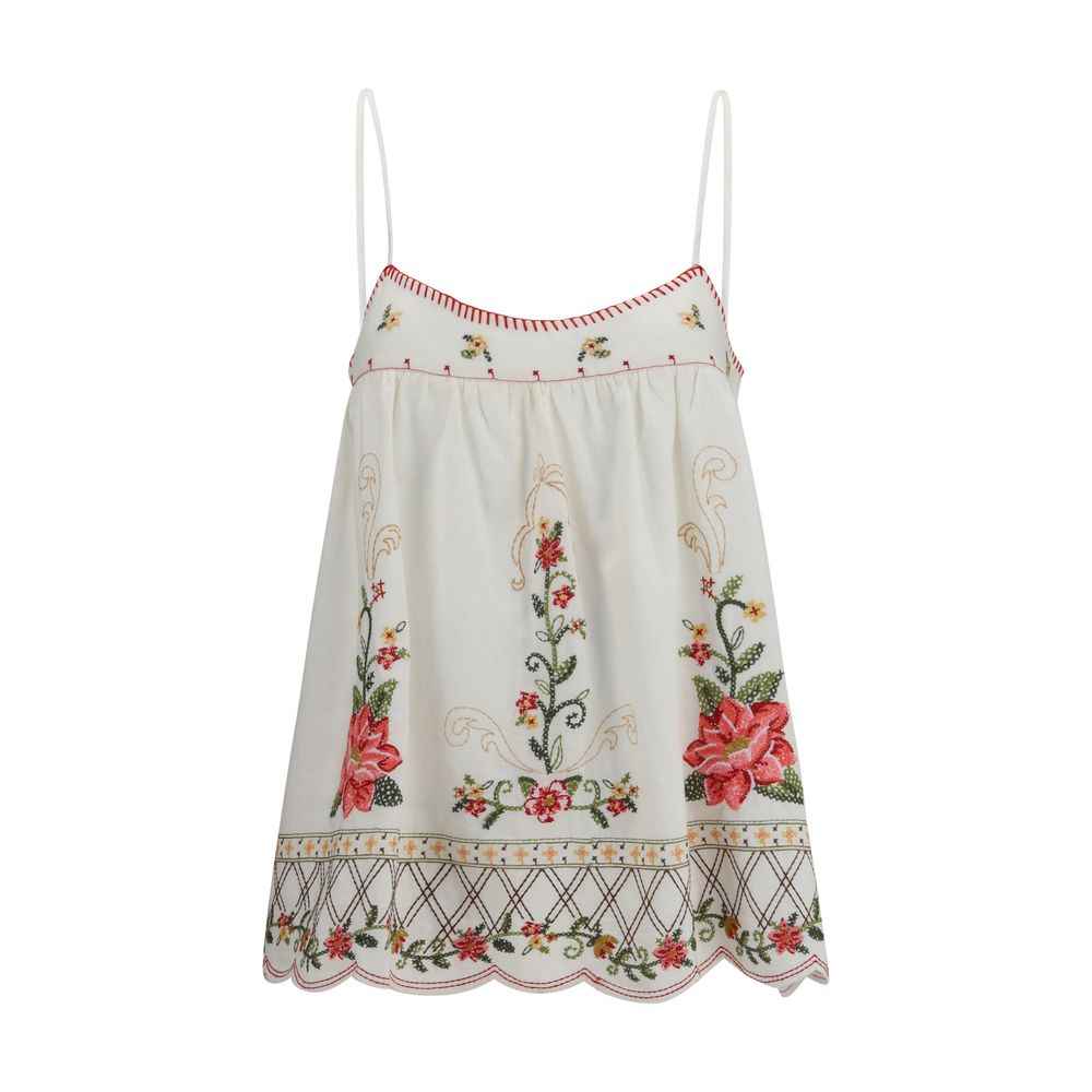 FARM RIO Multicolor Linen Sleeveles T-Shirt