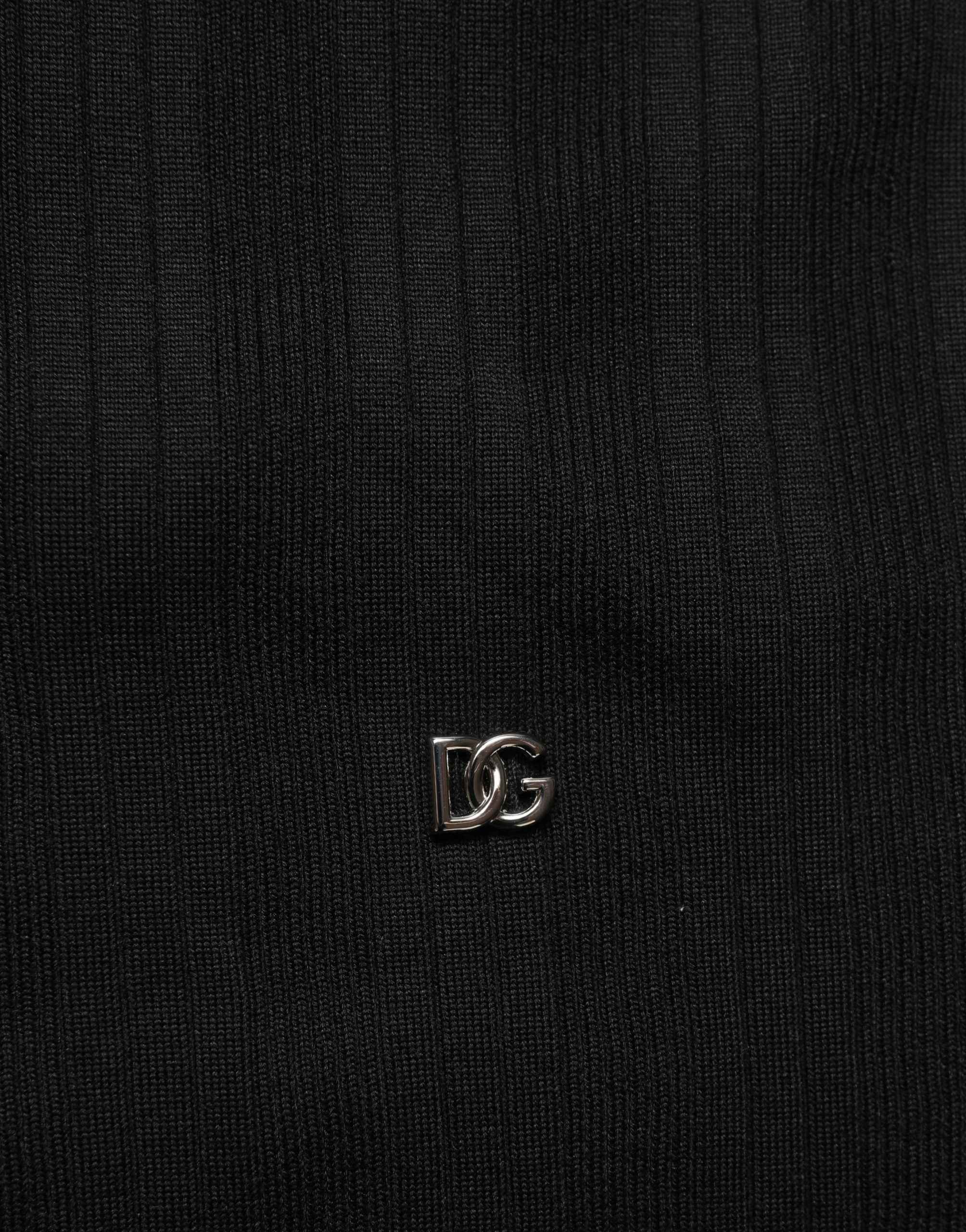 Dolce & Gabbana Black Silk Blend Henley Pullover Men Sweater