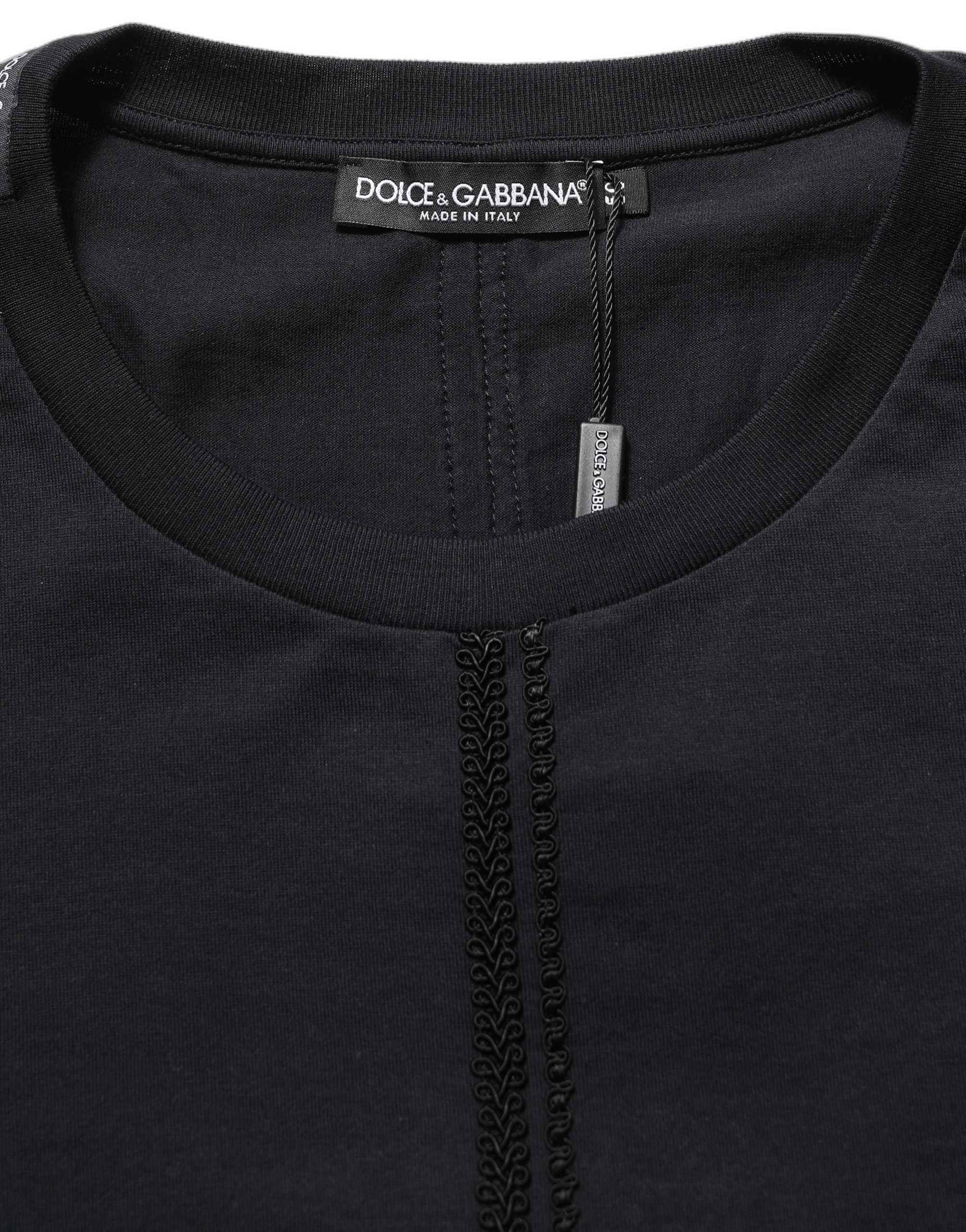 Dolce & Gabbana Dark Blue Cotton Round Neck Pullover Sweater