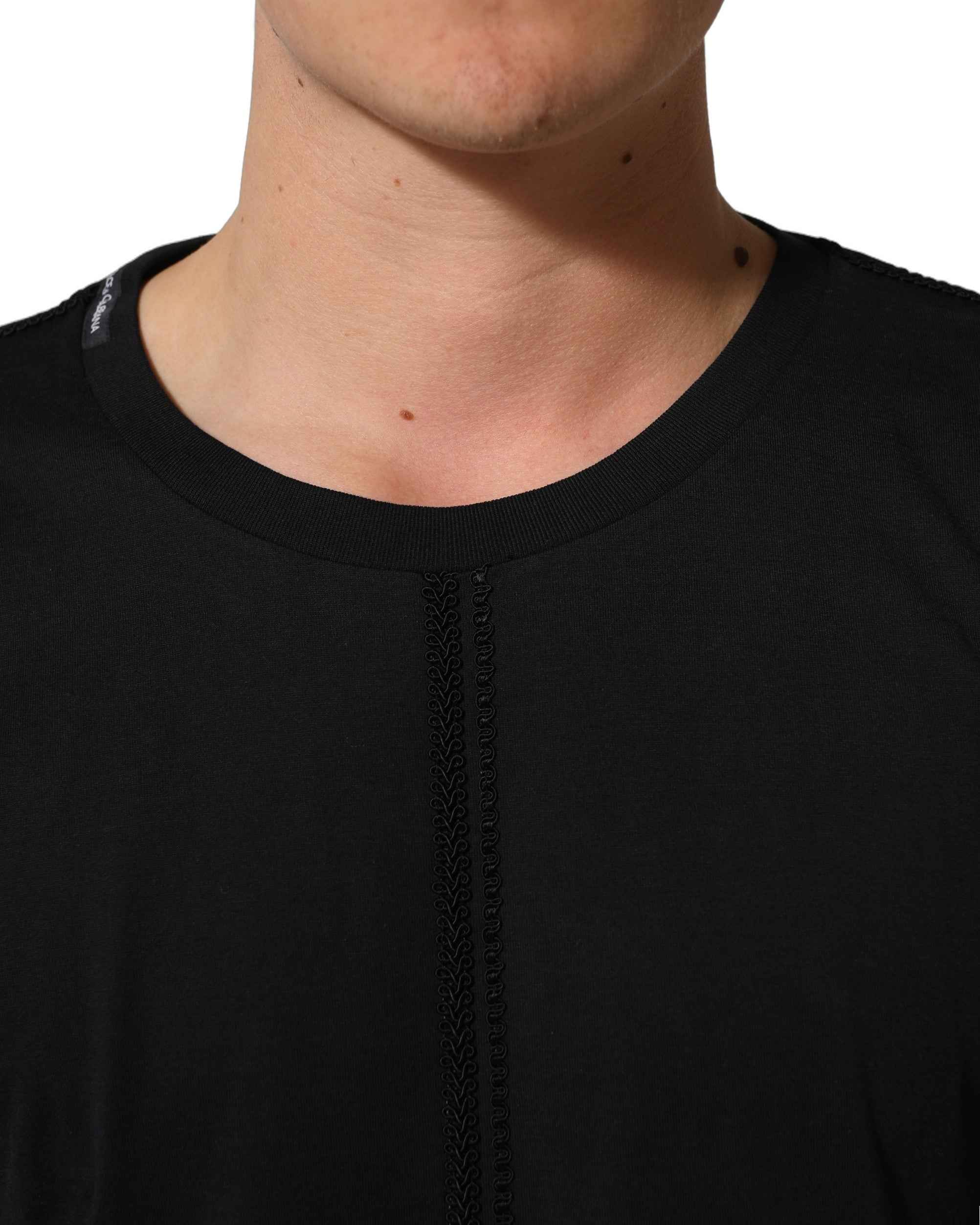 Dolce & Gabbana Dark Blue Cotton Round Neck Pullover Sweater