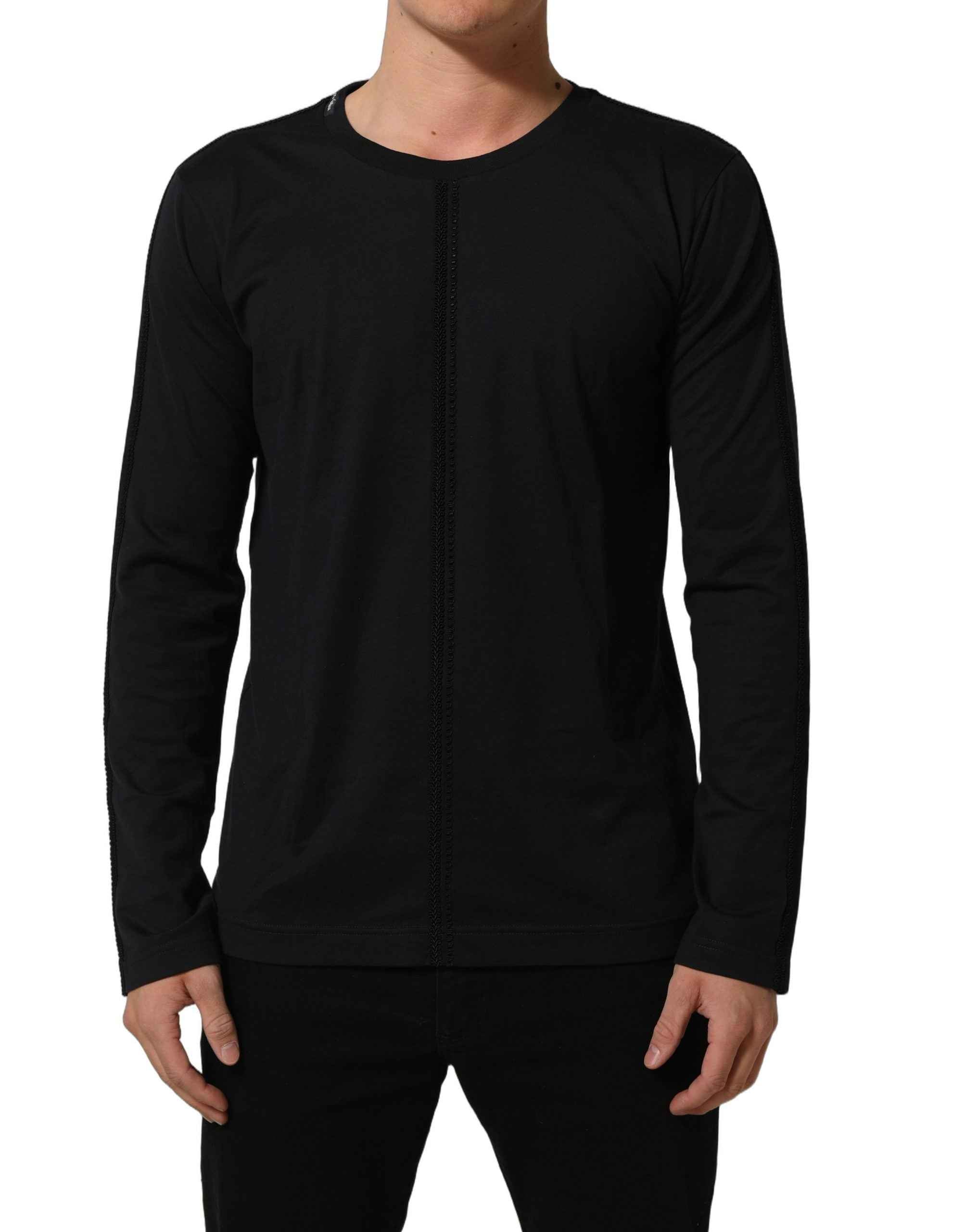 Dolce & Gabbana Dark Blue Cotton Round Neck Pullover Sweater