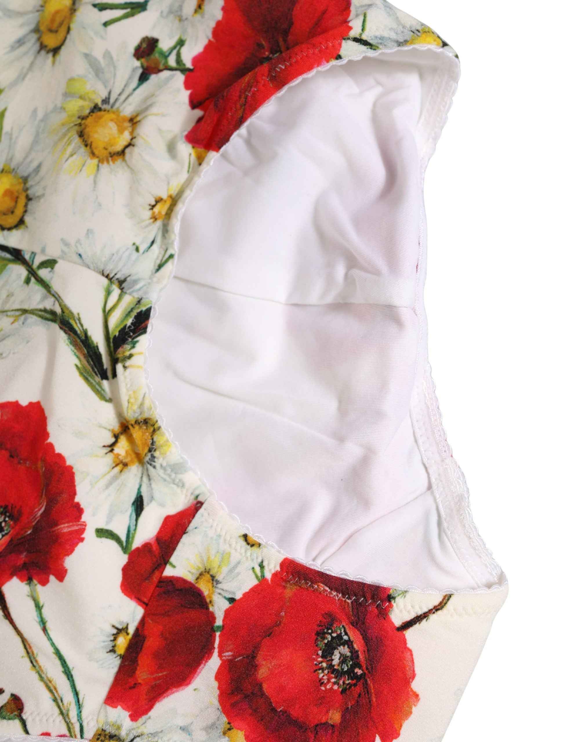 Dolce & Gabbana White Nylon Floral High Waisted Girdle Underwear