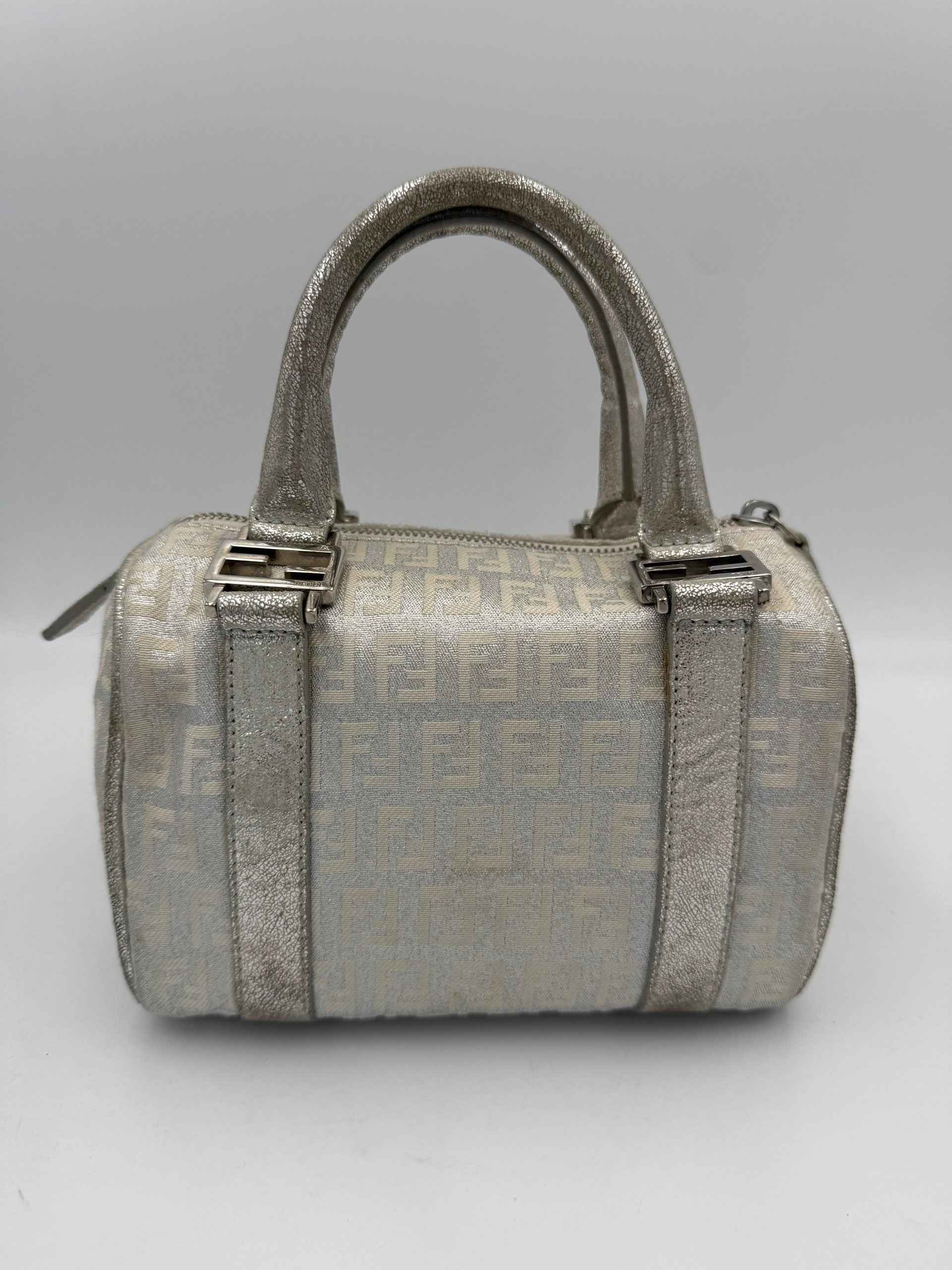 Fendi FENDI Mini Bauletto FF Zucchino Laminated Handbag