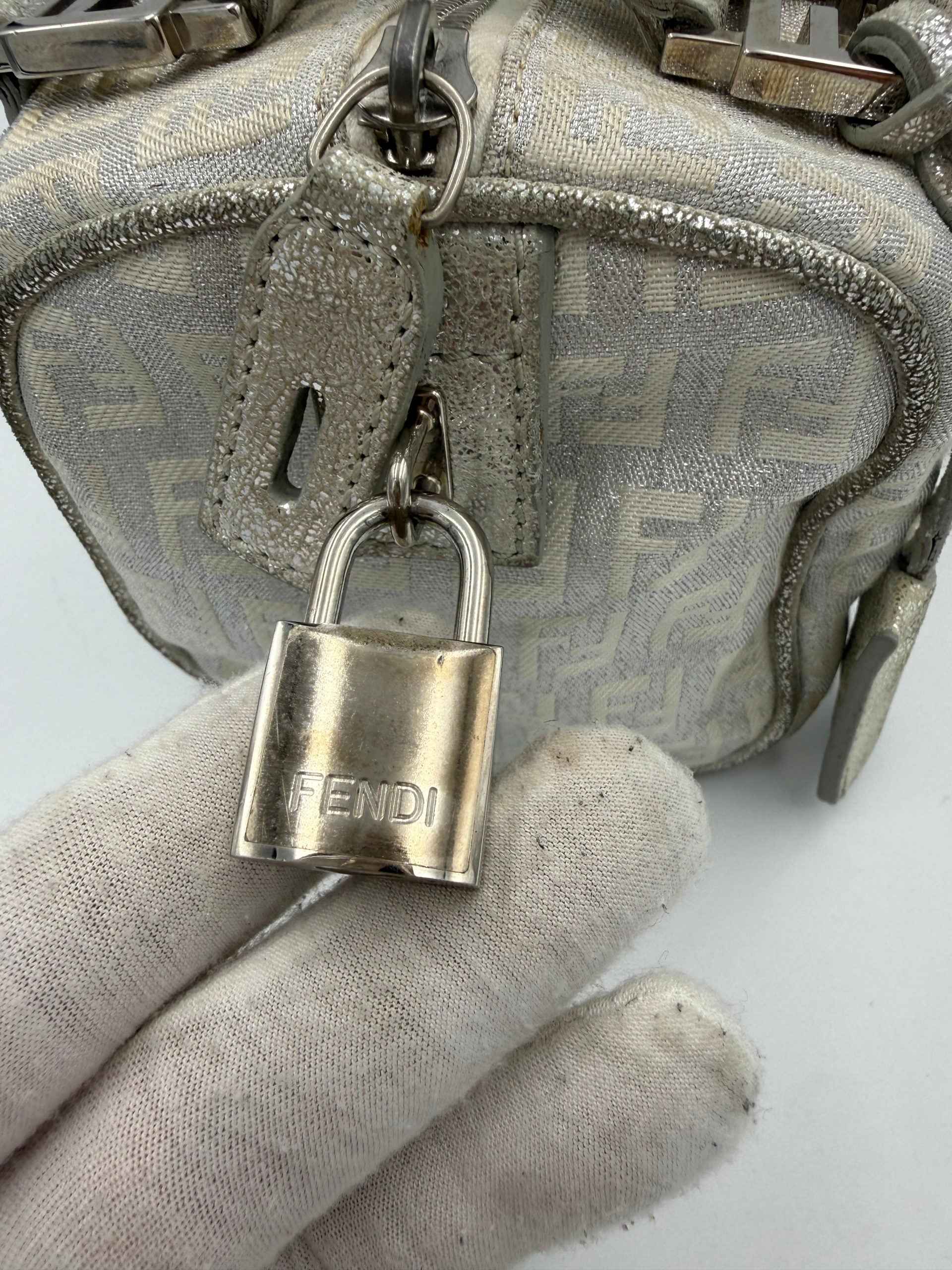 Fendi FENDI Mini Bauletto FF Zucchino Laminated Handbag