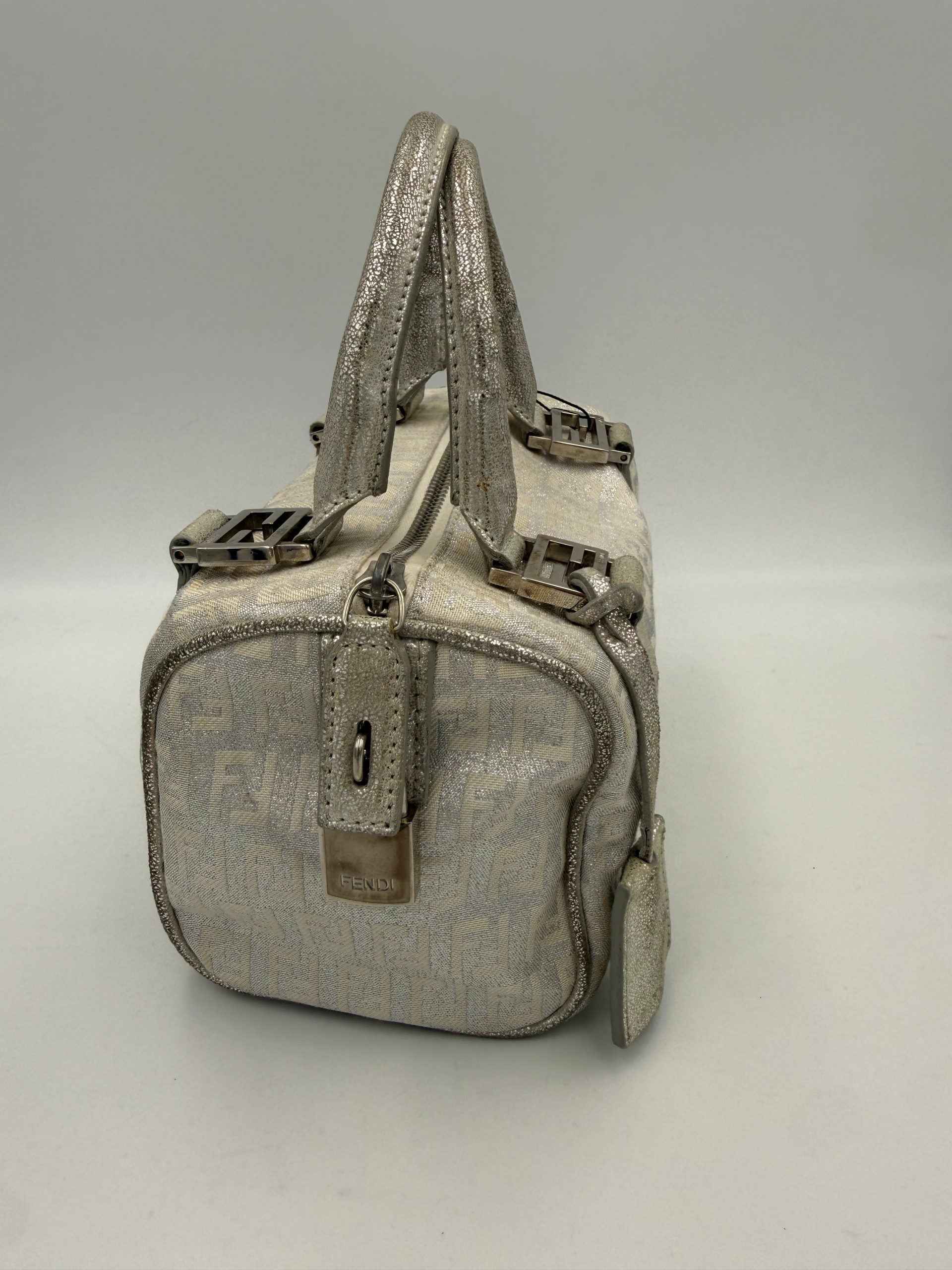 Fendi FENDI Mini Bauletto FF Zucchino Laminated Handbag