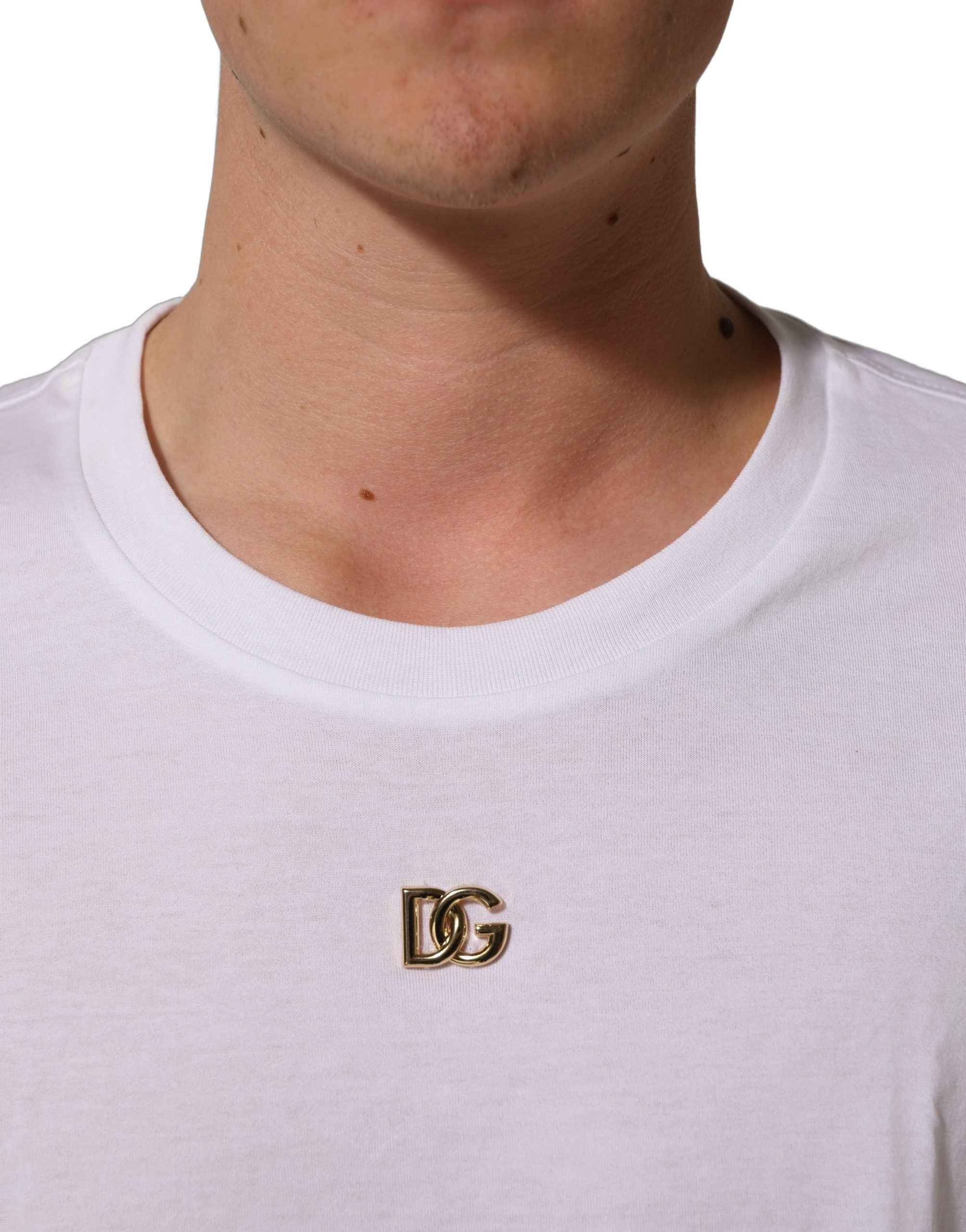 Dolce & Gabbana White Metal DG Logo Short Sleeves T-shirt