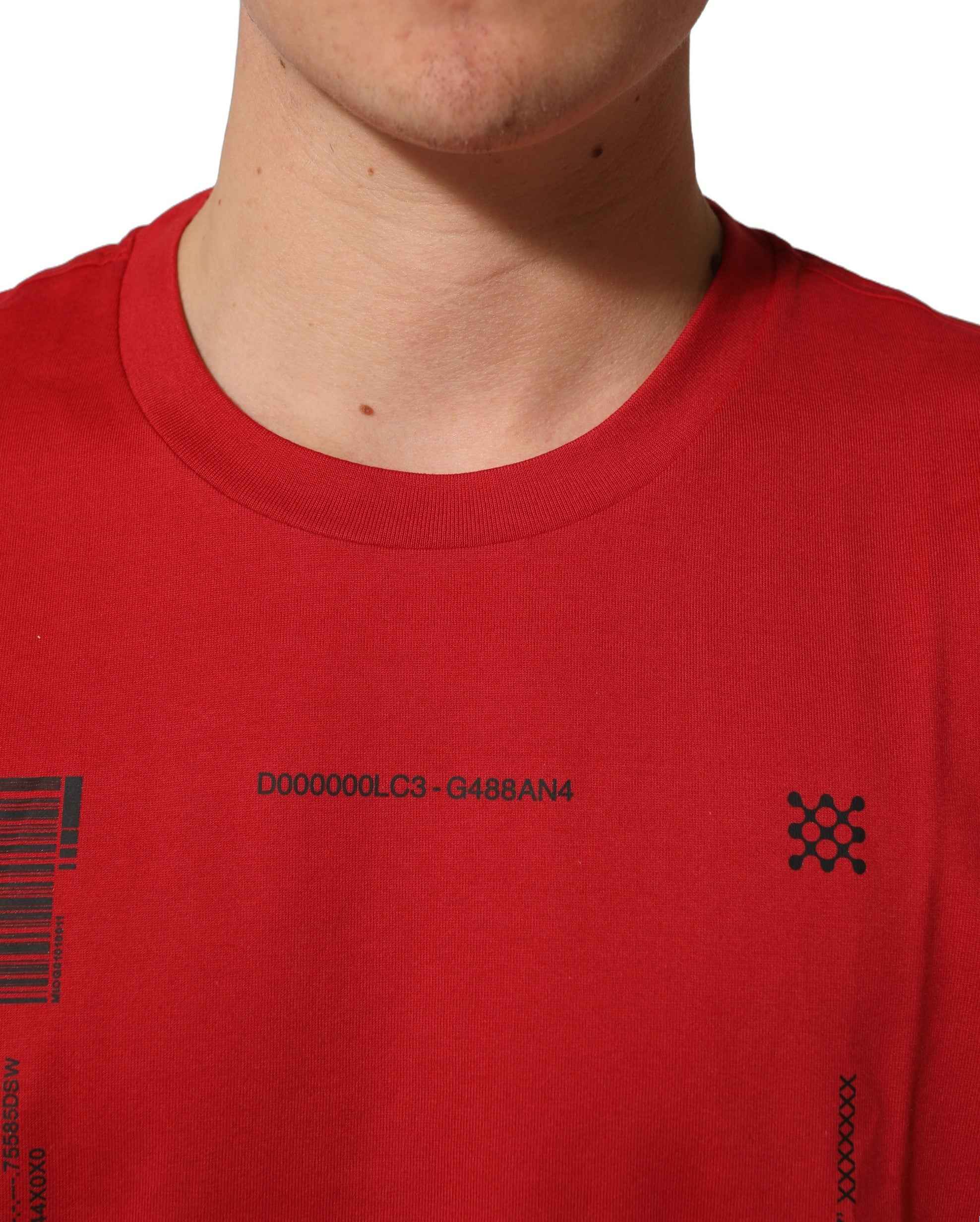 Dolce & Gabbana Red Cotton Graphic Print Crew Neck T-shirt