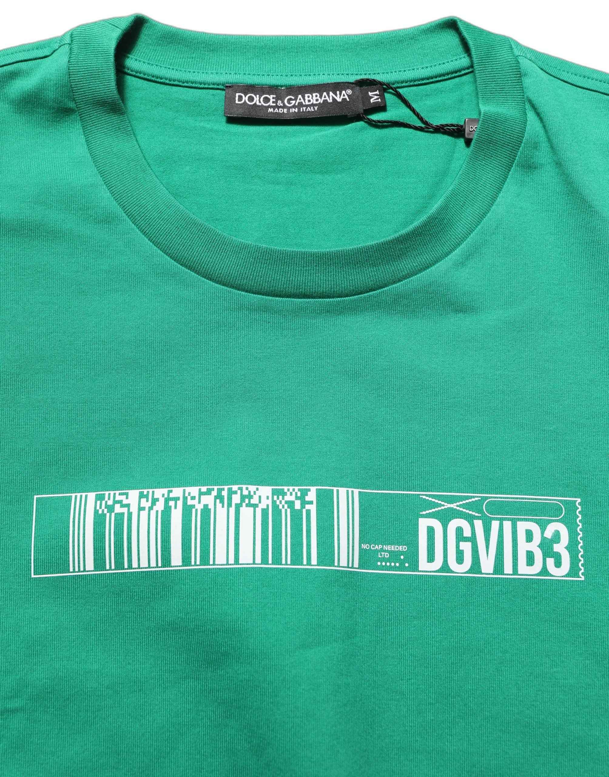 Dolce & Gabbana Green Cotton DGVIB3 Print Crew Neck T-shirt