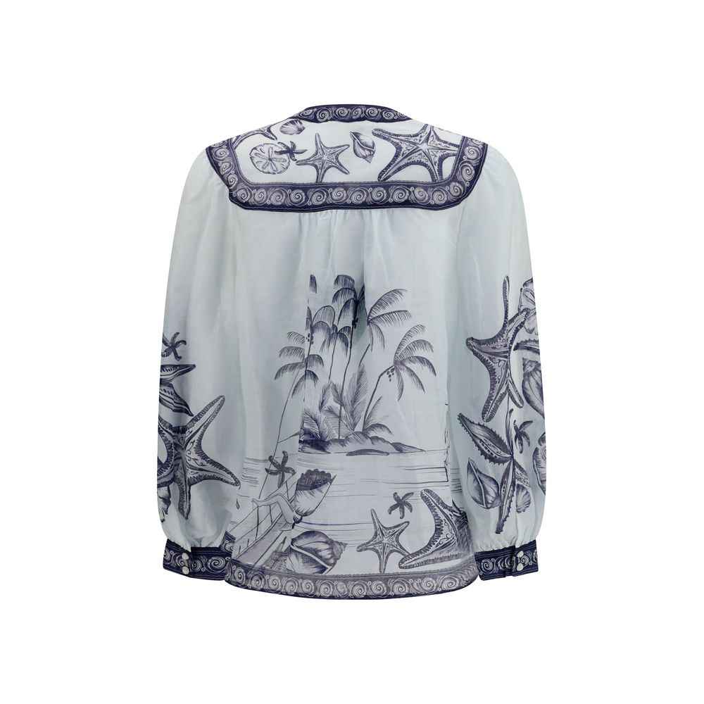 FARM RIO White Ramie Blouse
