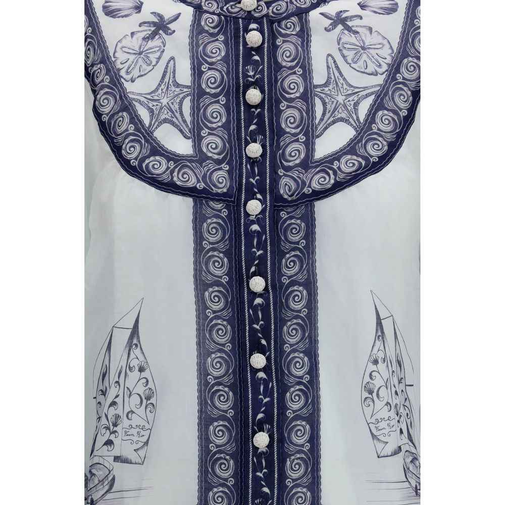 FARM RIO White Ramie Blouse
