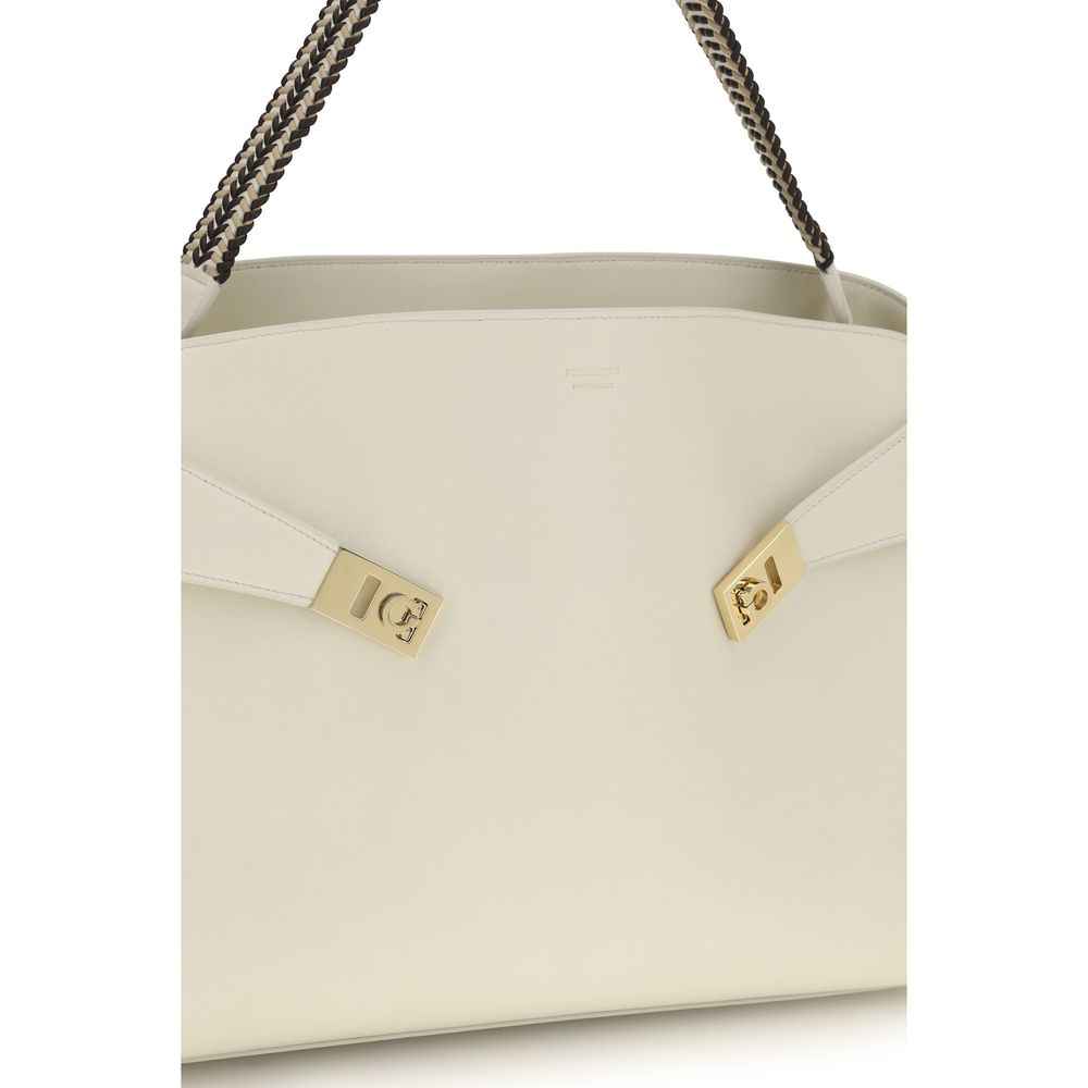 Ferragamo Beige Calf Leather Bos Taurus Shoulder Bag