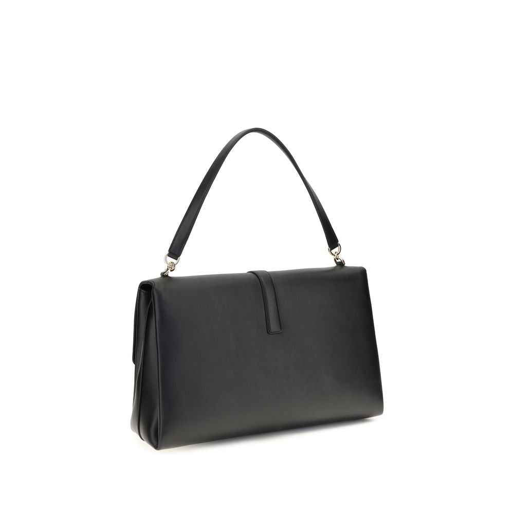 Ferragamo Black Calf Leather Bos Taurus Shoulder Bag